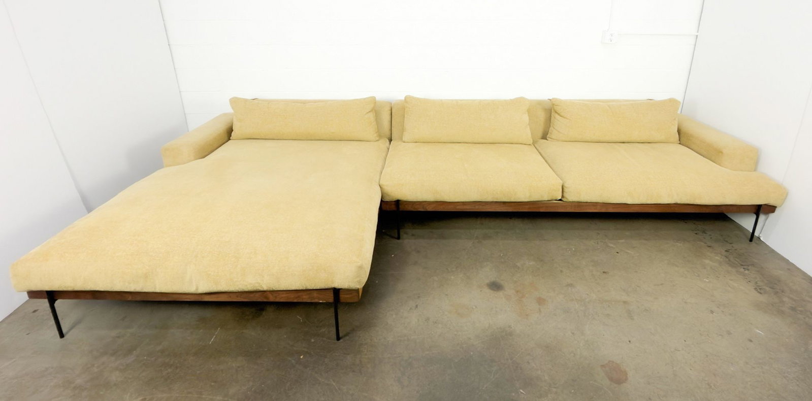 Rivera Sectional Sofa with Walnut Trim and Sand Upholstery (1 of 5)