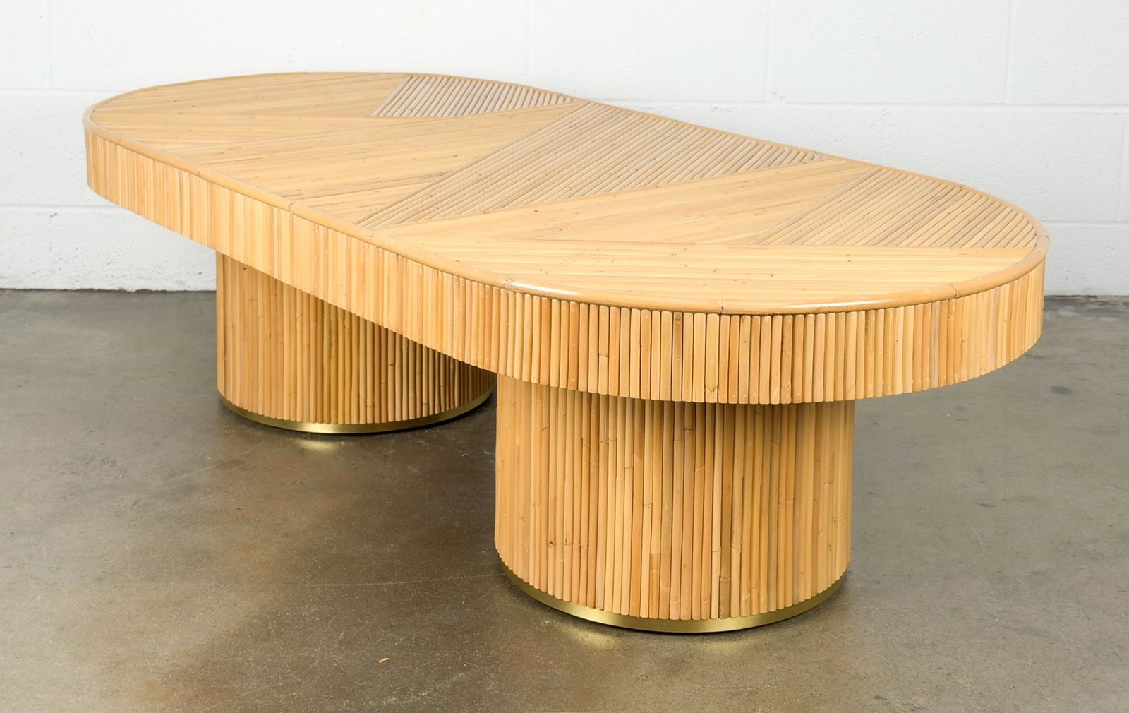 Sarah Ellison Paloma Rattan Coffee Table with Brass Accents (1 of 7)