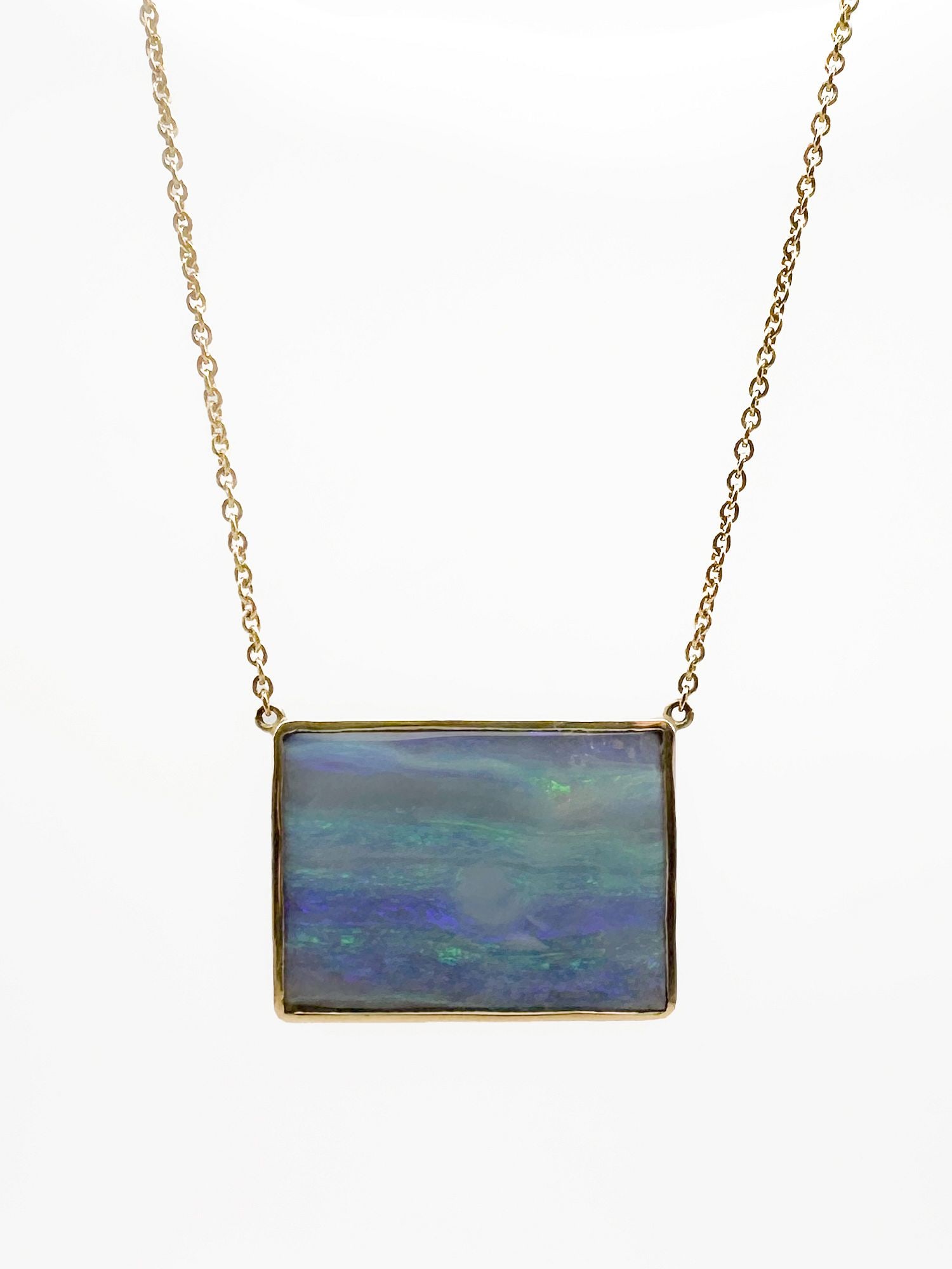 Brooke Gregson 18K Gold Boulder Opal Pendant Necklace: Brooke Gregson 18K yellow gold necklace featuring a boulder opal pendant. Dimensions: Chain is 16 inches, pendant is 1 inch wide, and the piece weighs 9.8 grams. LOCAL PICK UP INFORMATION:Wednesday, S