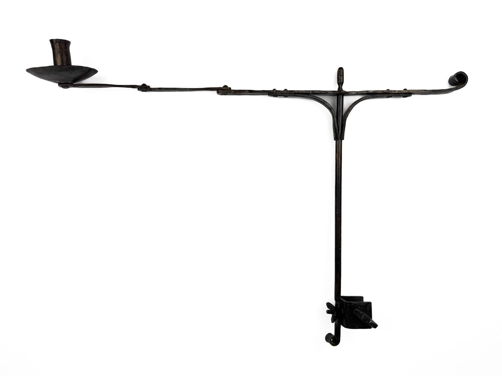 Antique Wrought Iron Candlestand with Clamp Mount (1 of 2)