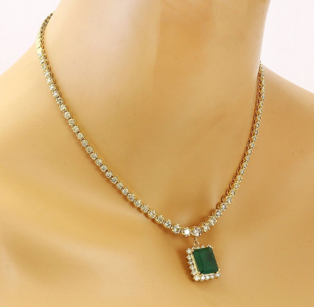 13.80CTW NATURAL COLOMBIAN EMERALD AND DIAMOND 14K GOLD (1 of 6)