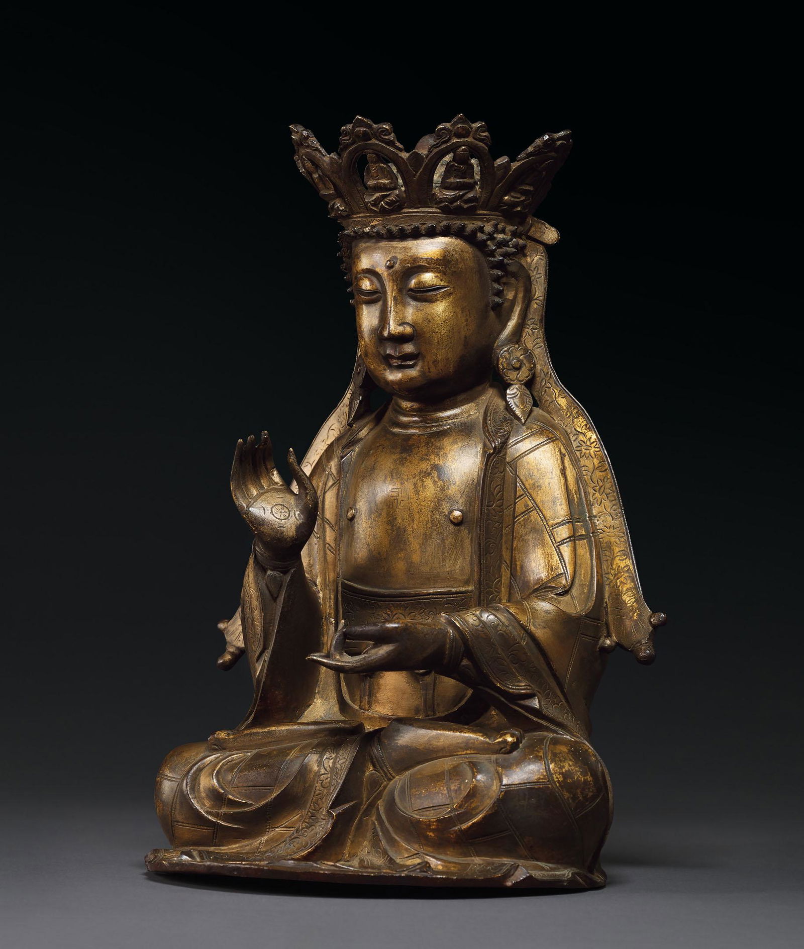 A Gilt-Bronze Figure of Amogha-Siddhi, Ming Dynasty (1 of 1)