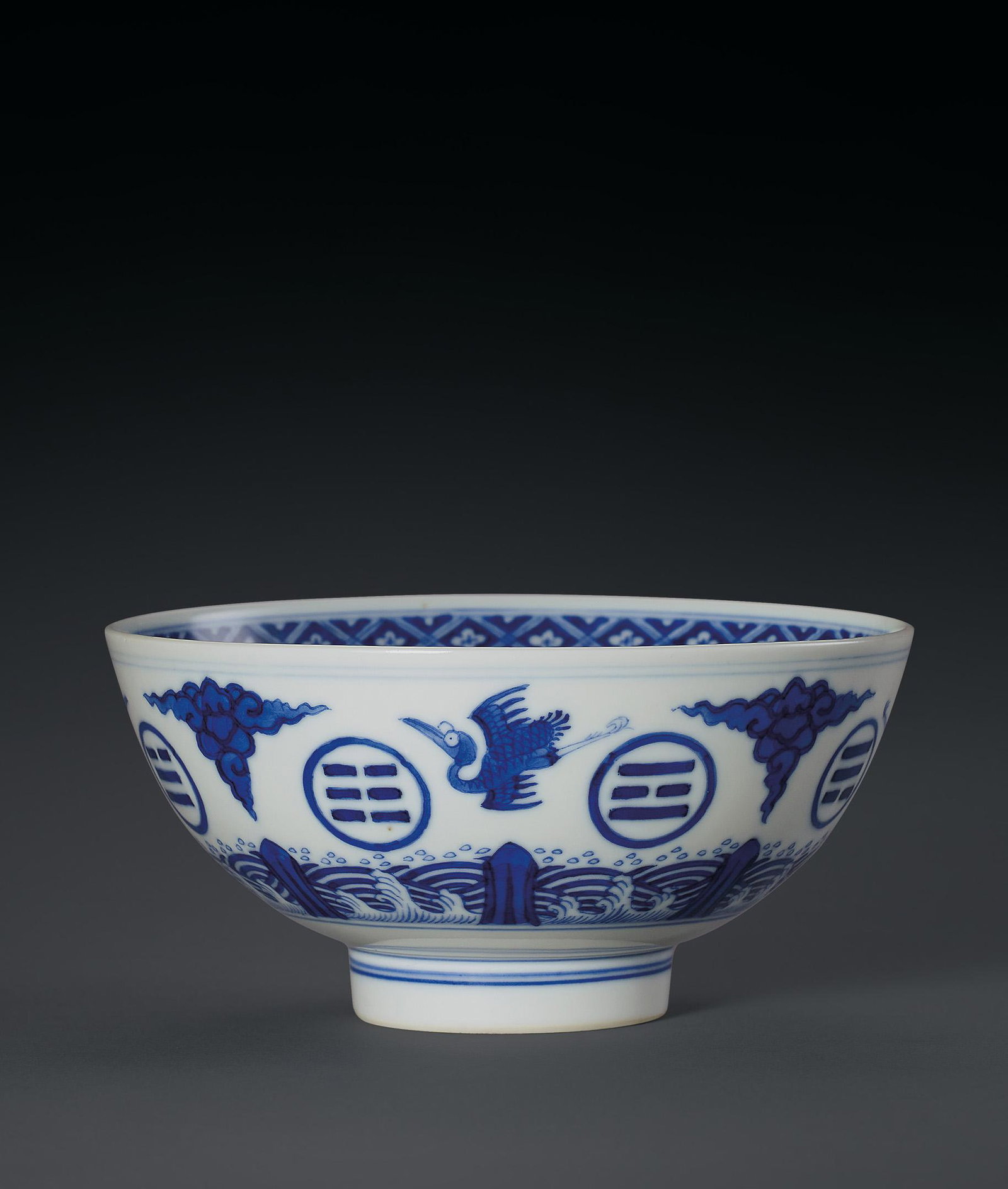 A Blue and White 'Crane' Bowl, Xianfeng Mark & Period (1 of 2)