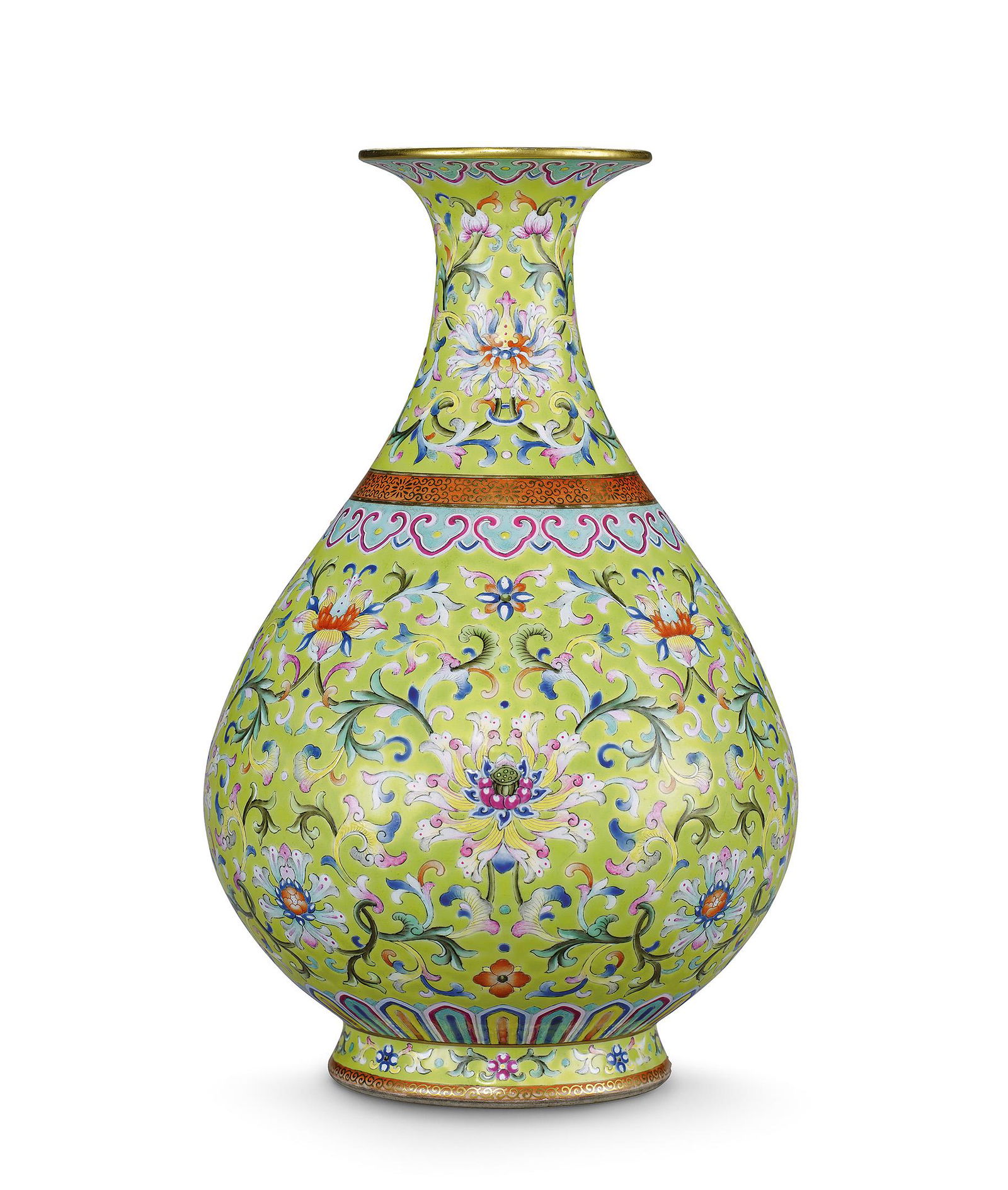 Green-Ground Famille-Rose Yuhuchun Vase, Qianlong (1 of 4)