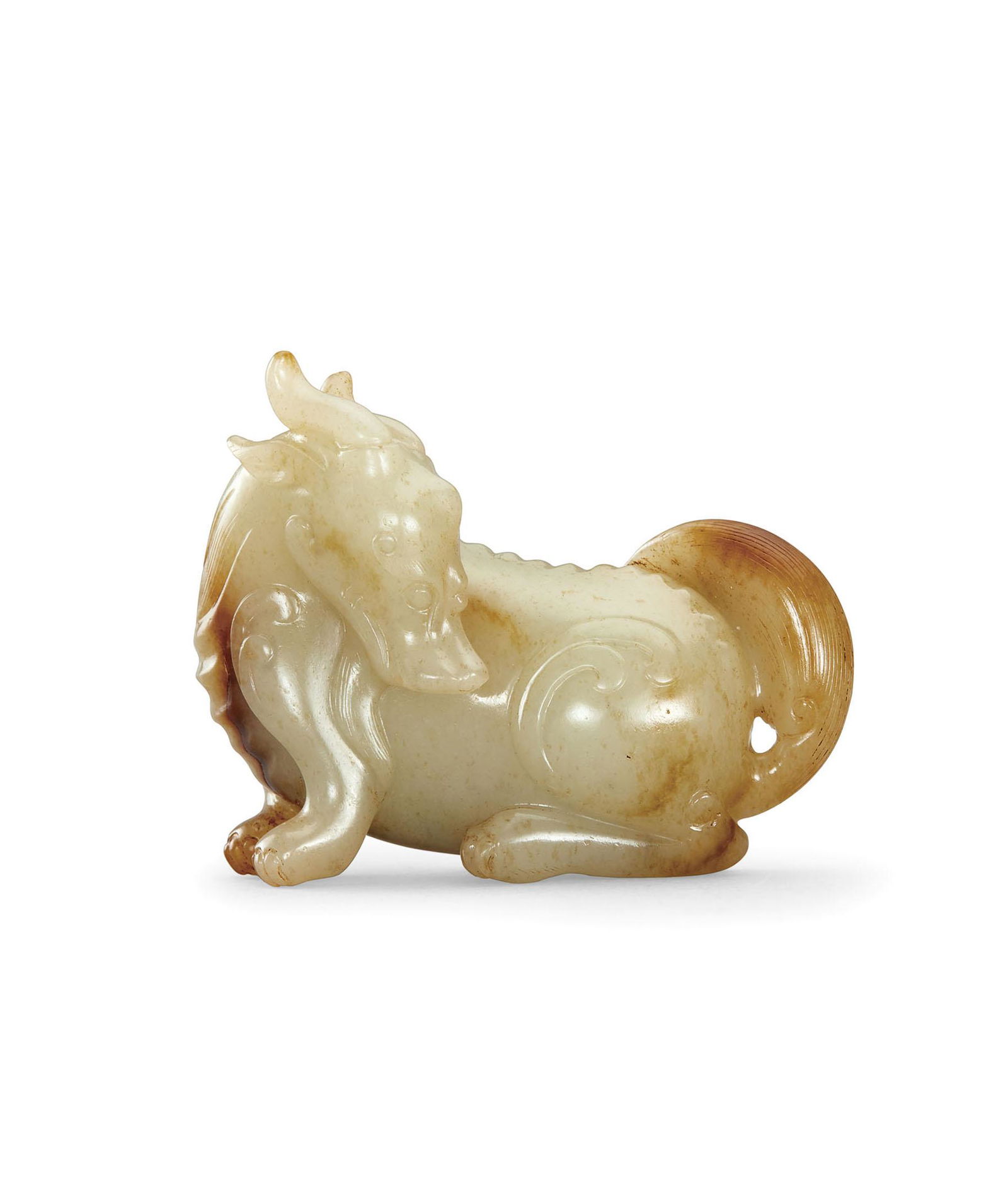 A Pale Celadon Jade Mythical Beast, Qing Dynasty (1 of 2)