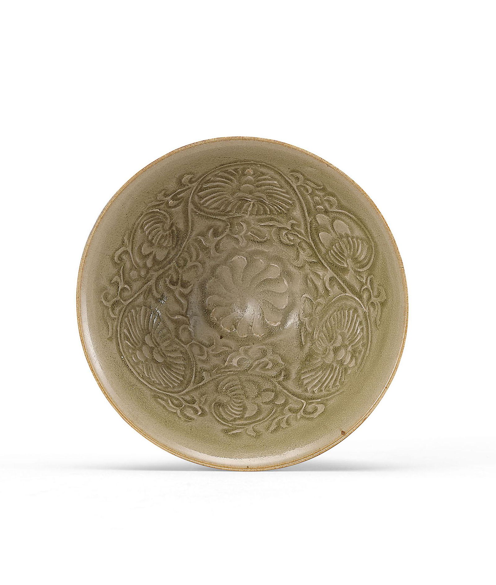 A Yaozhou Celadon-Glazed 'Chrysanthemum' Bowl, Song Dynasty (1 of 2)