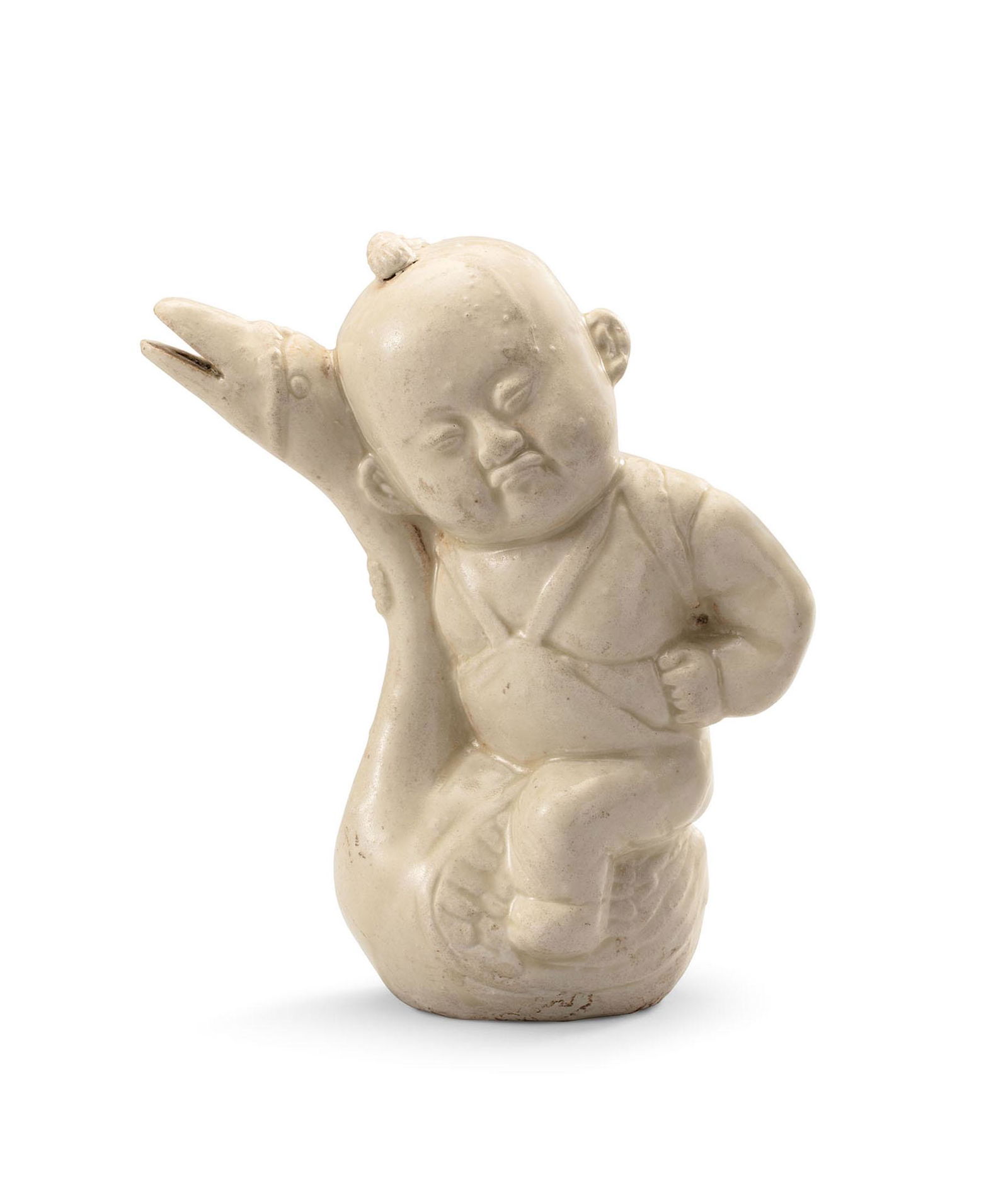 A Fine and Rare Dingyao White-Glazed 'Boy and Swan' Ewer, Northern Song Dynasty (1 of 5)