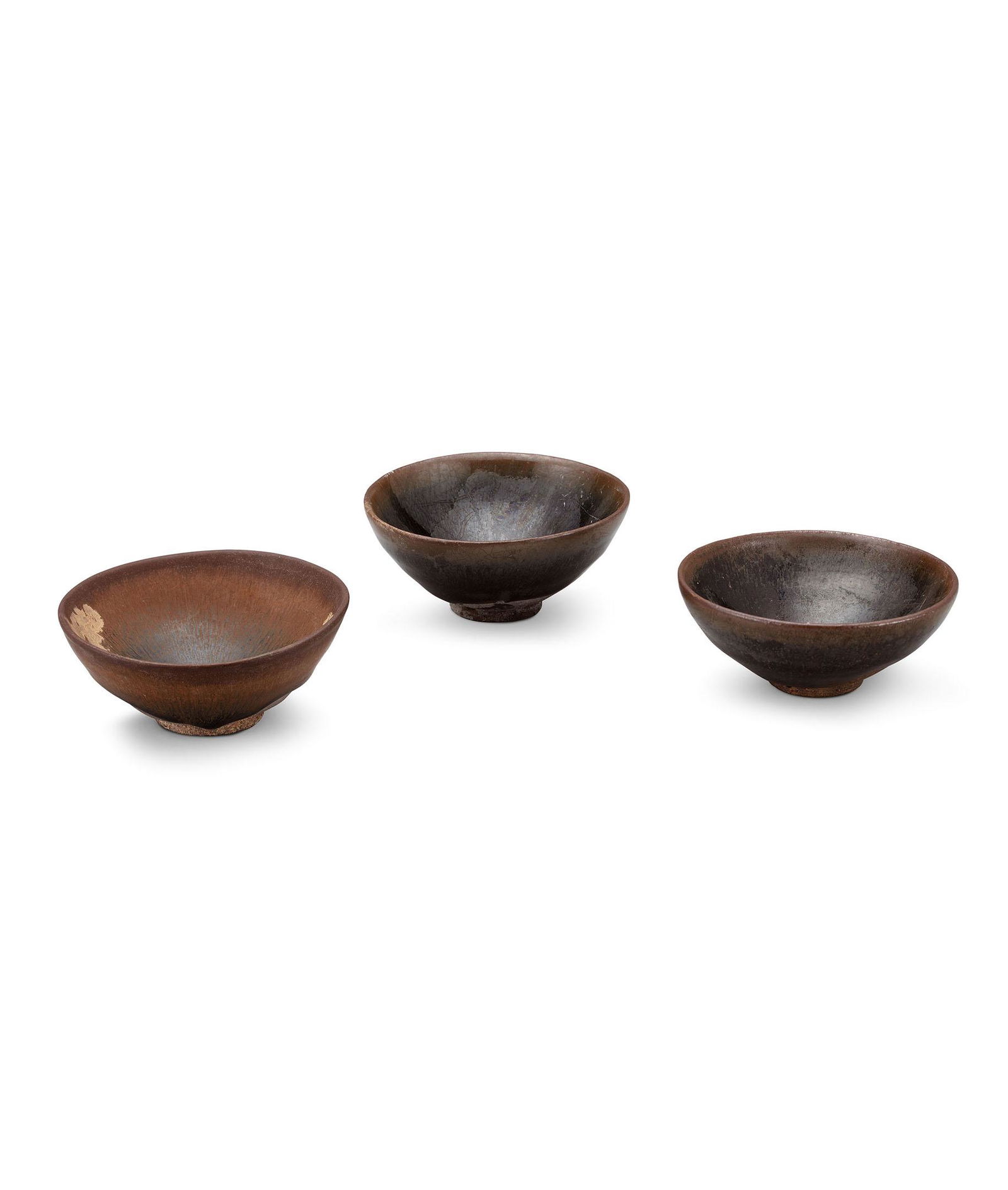 A Set of Three Jian Black-Glazed Cups, Song Dynasty (1 of 1)
