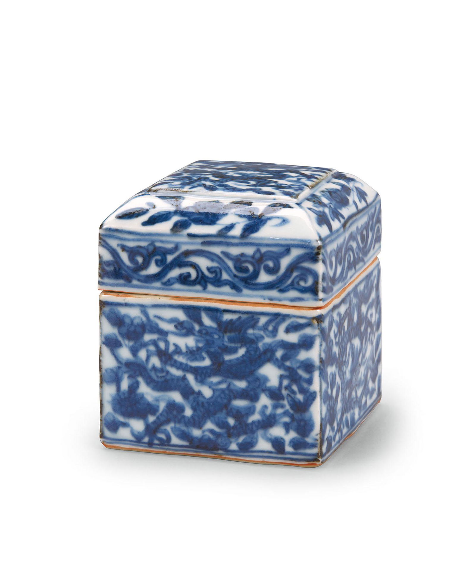 A Blue and White 'Dragon' Box and Cover, Ming Dynasty (1 of 2)