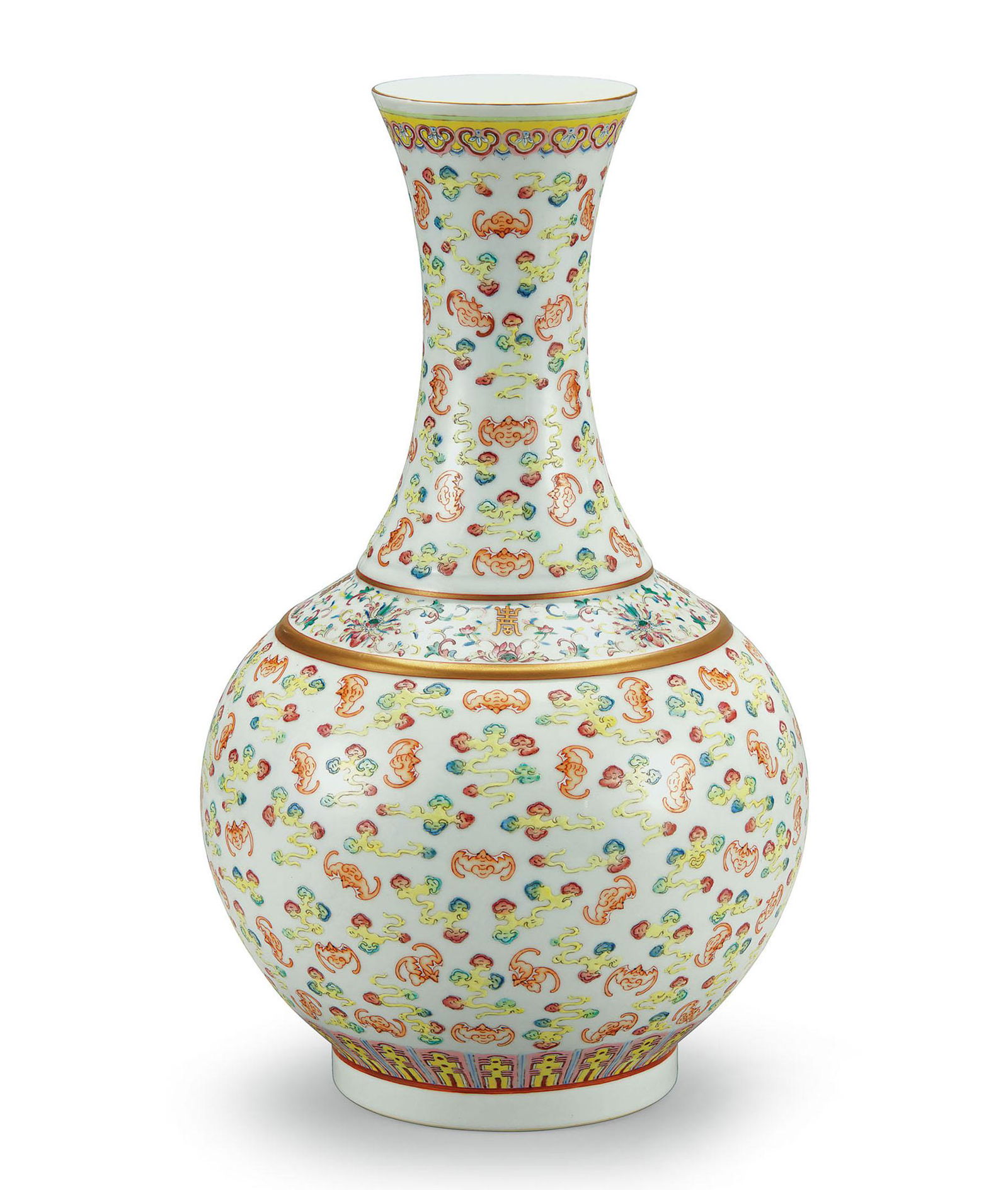 A Famille-Rose 'Bat' Vase, Guangxu Mark & Period (1 of 2)