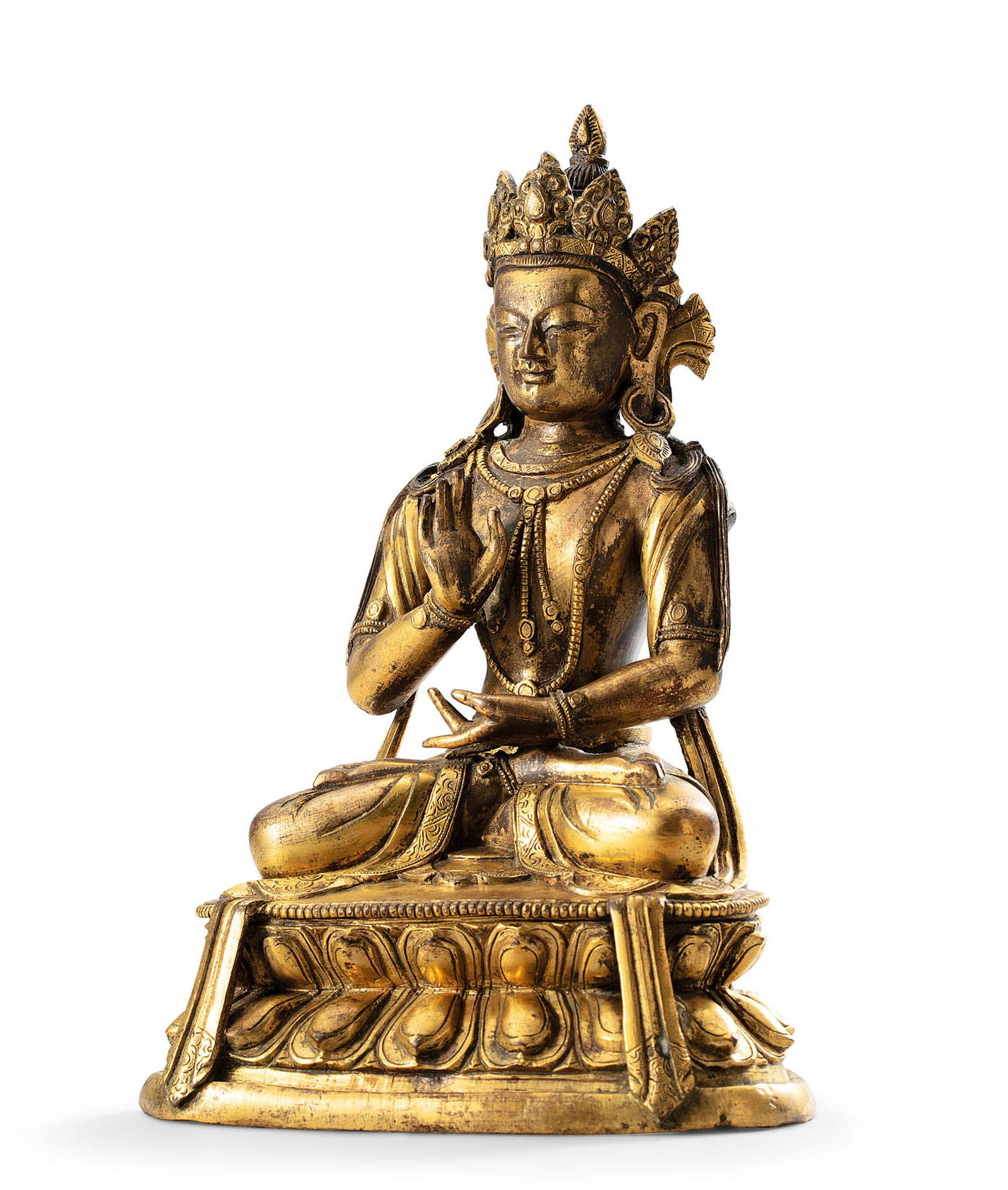 A Gilt-Bronze Figure of Amoghasiddhi, Qing Dynasty, Qianlong Period (1 of 1)