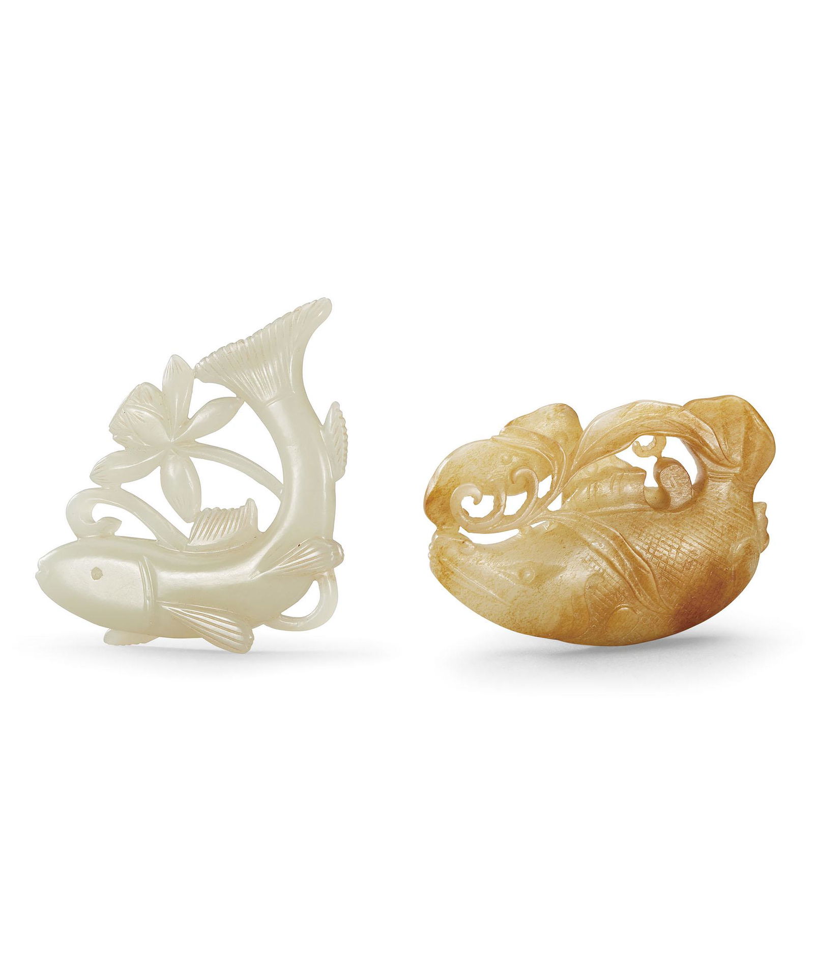 A Set of Two White Jade 'Fish' Pendants, Ming / Qing Dynasty (1 of 1)