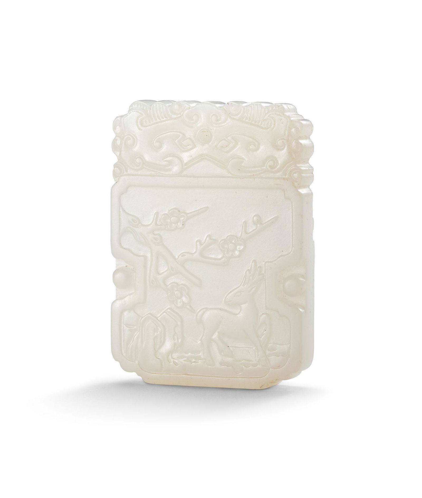 A White Jade 'Deer' Plaque, Qing Dynasty (1 of 2)