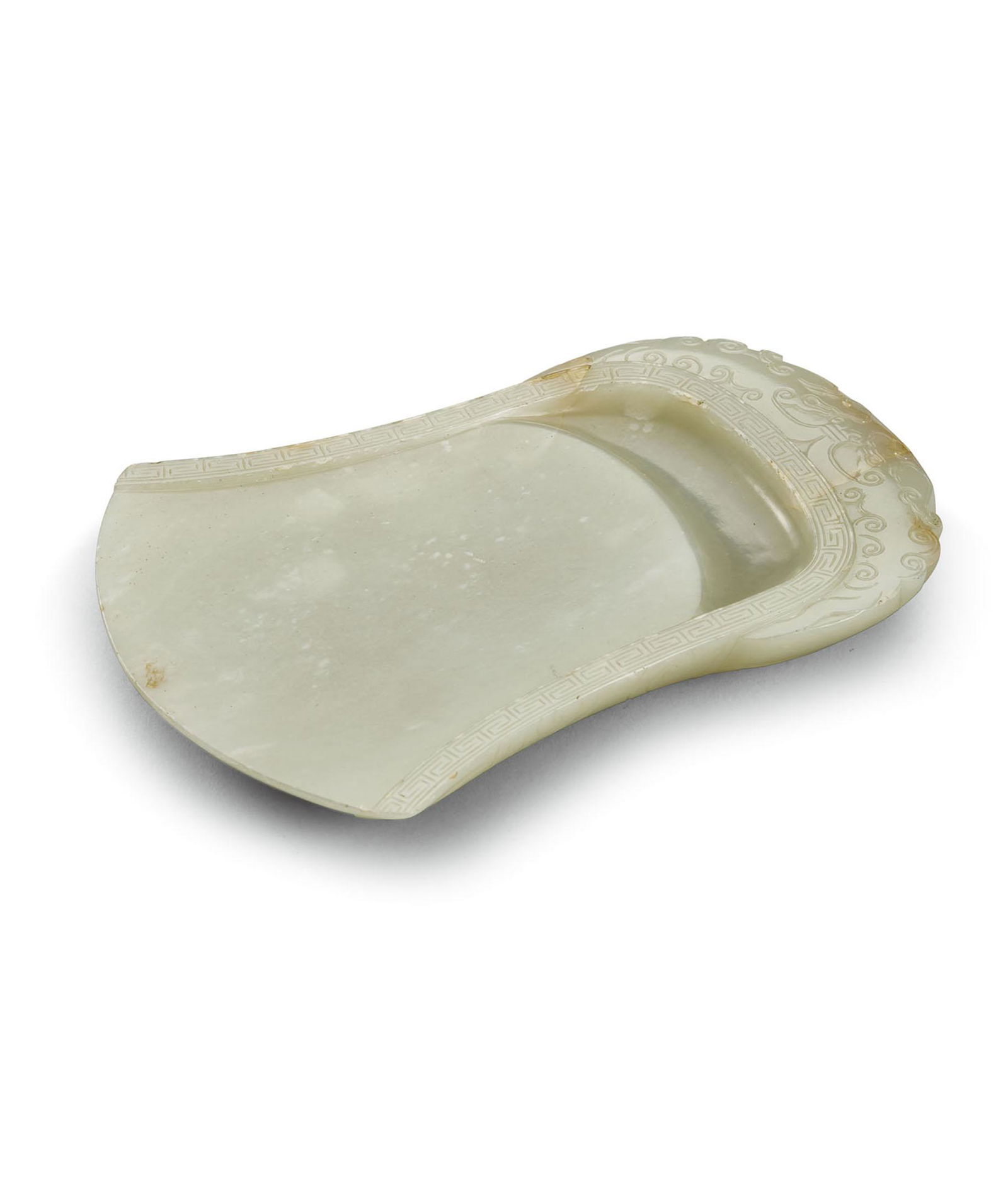 A Pale Celadon Jade Axe-Shaped Inkstone, Qing Dynasty (1 of 2)
