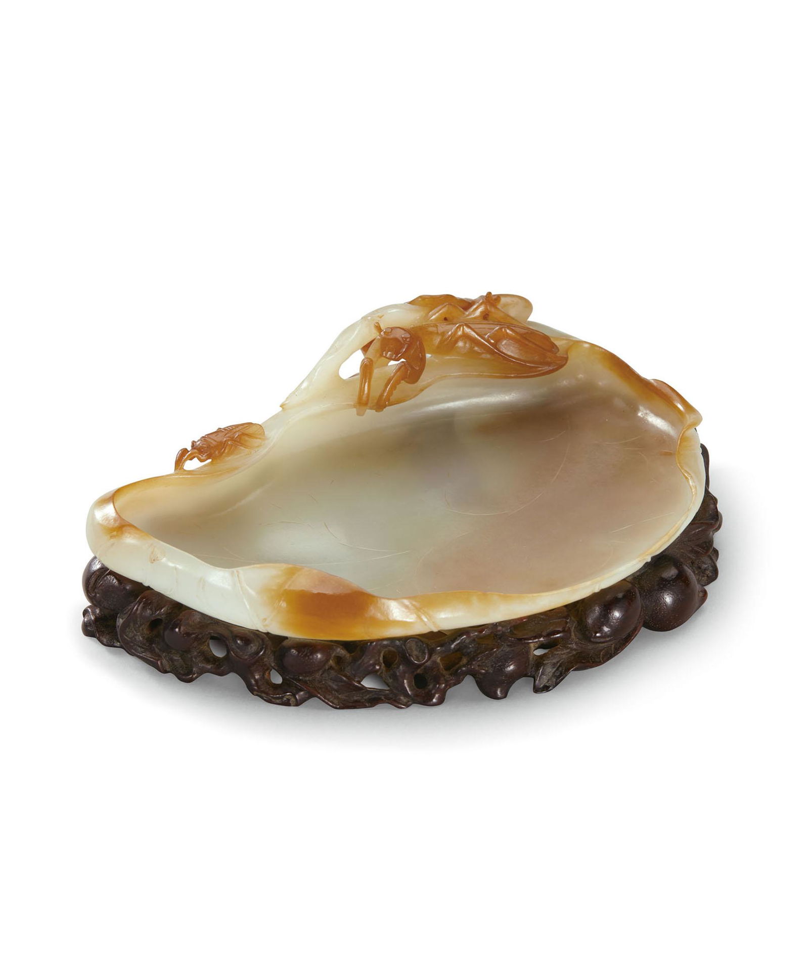 A White Jade 'Mantis and Cicada' Brush Lick, Qing Dynasty (1 of 3)