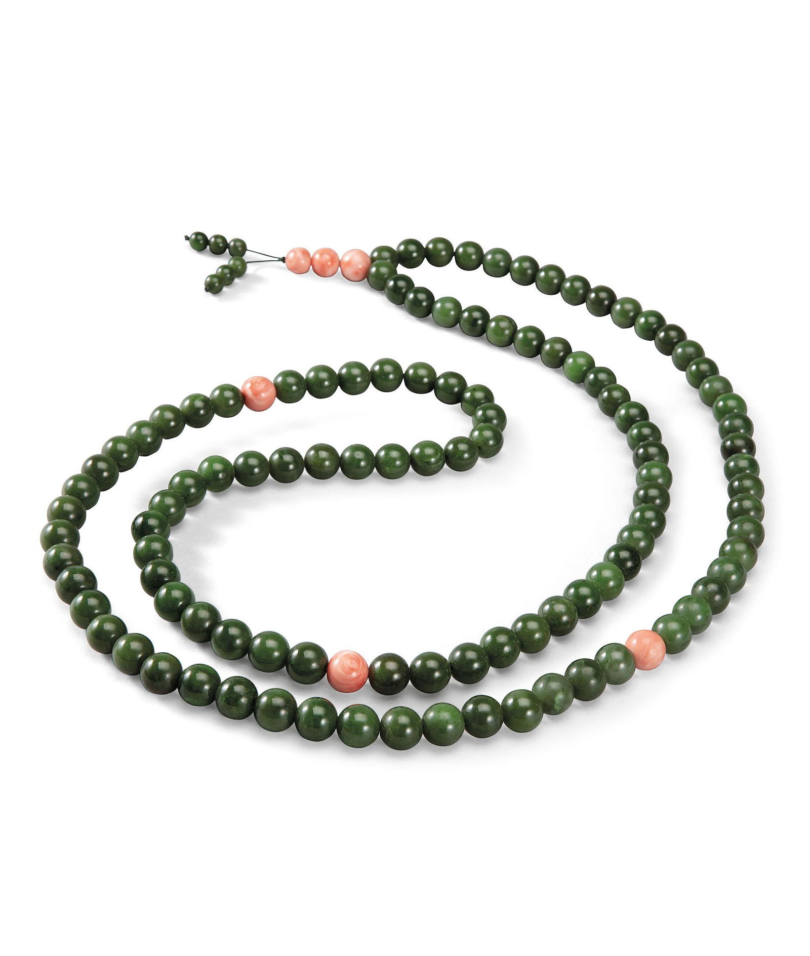 A String of 108 Spinach-Green Jade Beads Necklace (1 of 1)