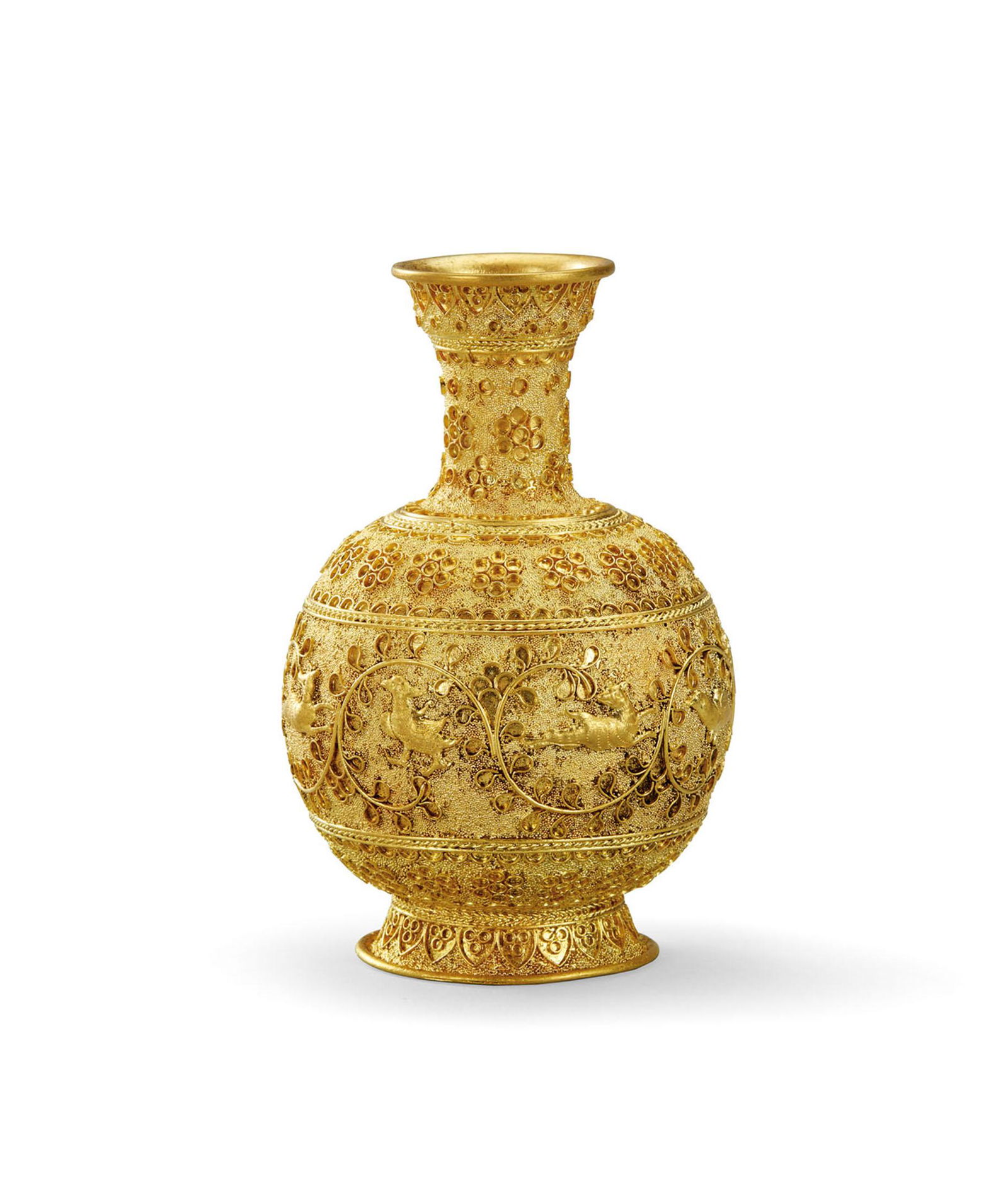 A Gold 'Floral and Mythical Beast' Vase, Qing Dynasty (1 of 1)