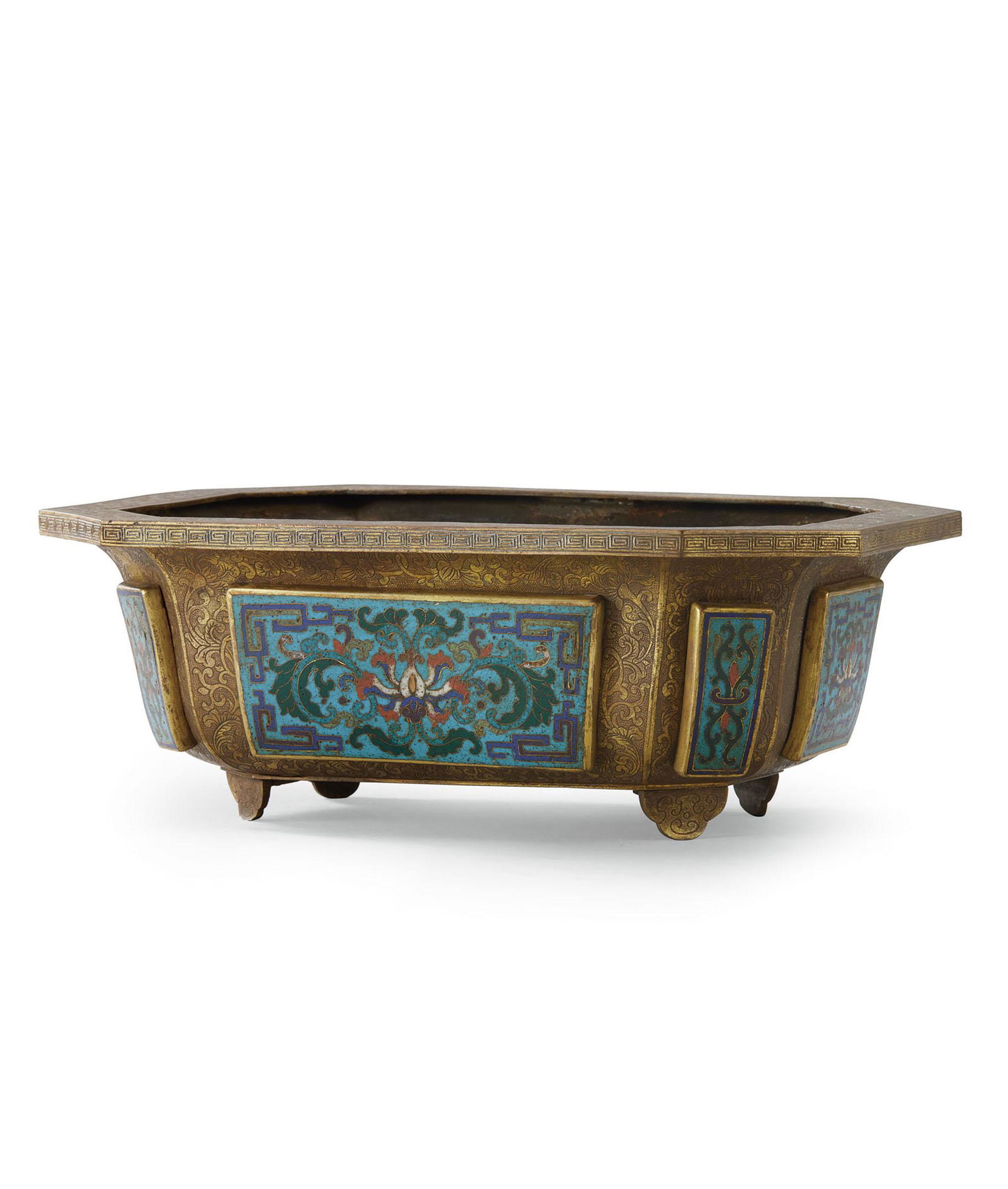 A Bronze Cloisonne Enamel Narcissus Basin, Qing Dynasty (1 of 1)
