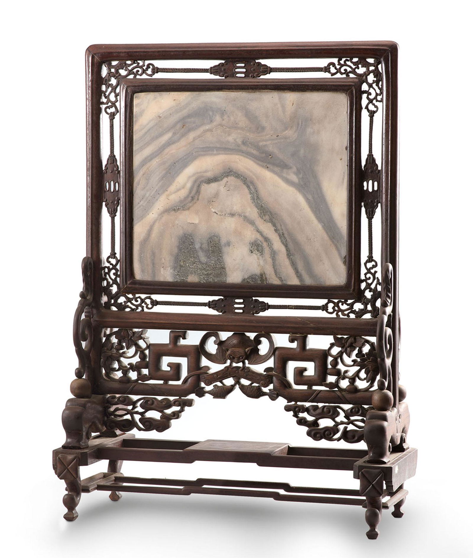 A Marble-Inlaid Hongmu Table Screen (1 of 1)