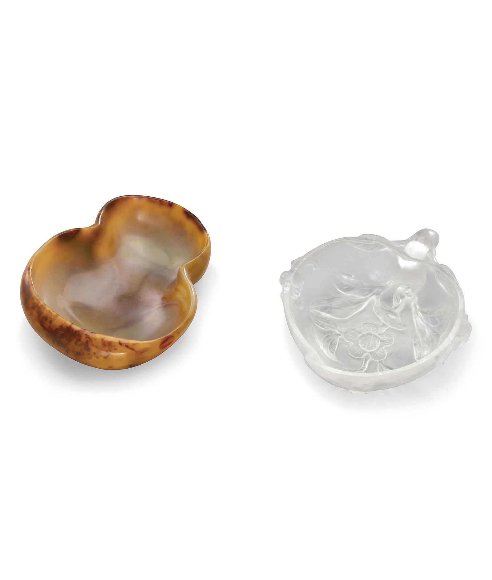 An Agate Brush Washer and A Rock Crystal Brush Washer, Qing Dynasty (1 of 2)