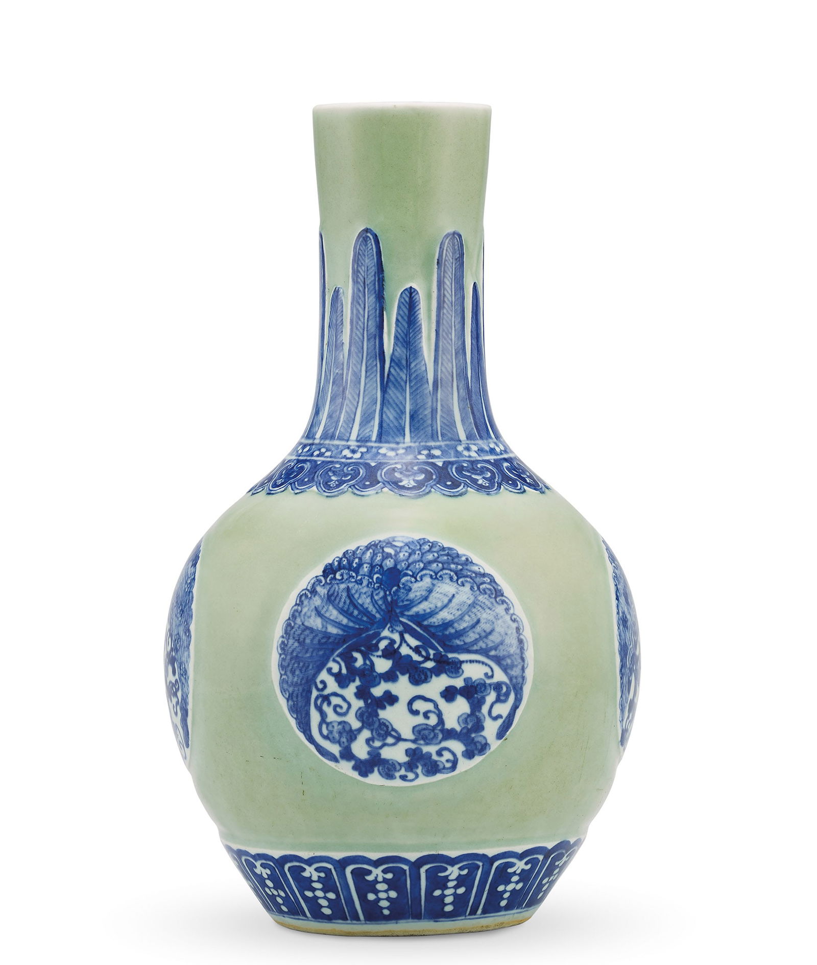 Large Celadon-Glazed and Blue and White 'Butterfly' Vase, Qing Dyn. (1 of 1)