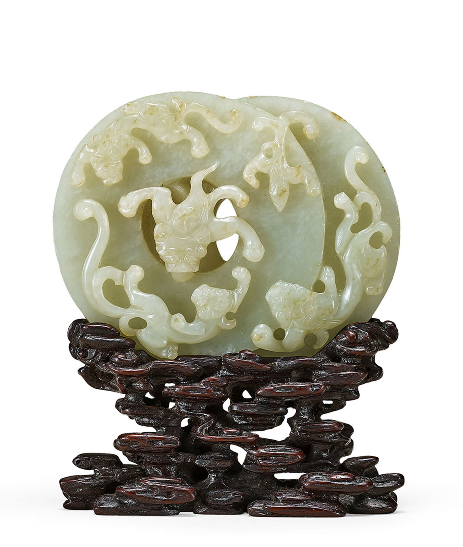 Pale Celadon Jade 'Dragon' Double Bi Discs, Qing Dyn. (1 of 1)