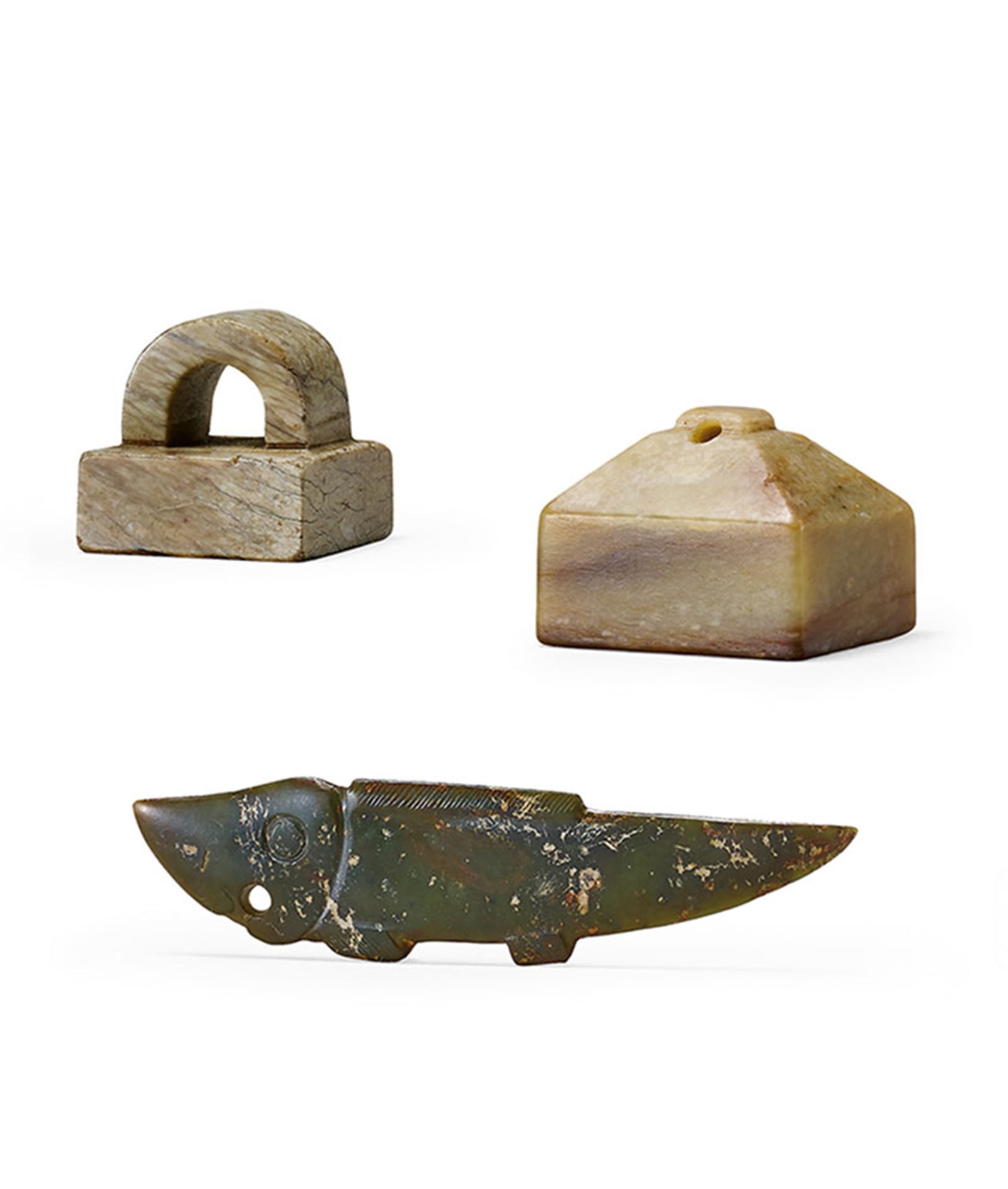 Two Jade Seals and a Jade Fish, Qing Dynasty or Earlier (1 of 6)