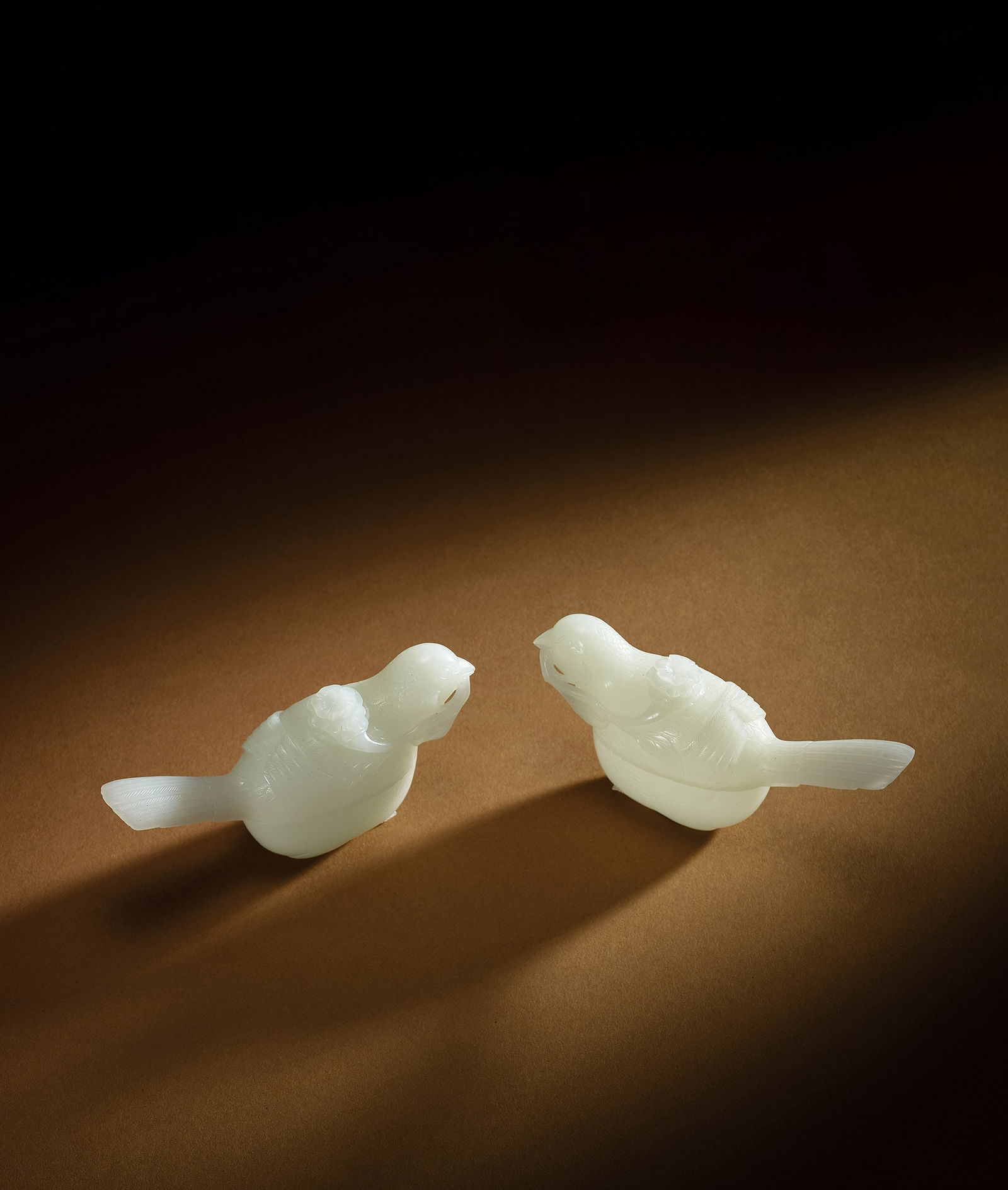 Fine Pair of White Jade 'Magpie' Boxes and Covers, Qing Dyn. (1 of 2)