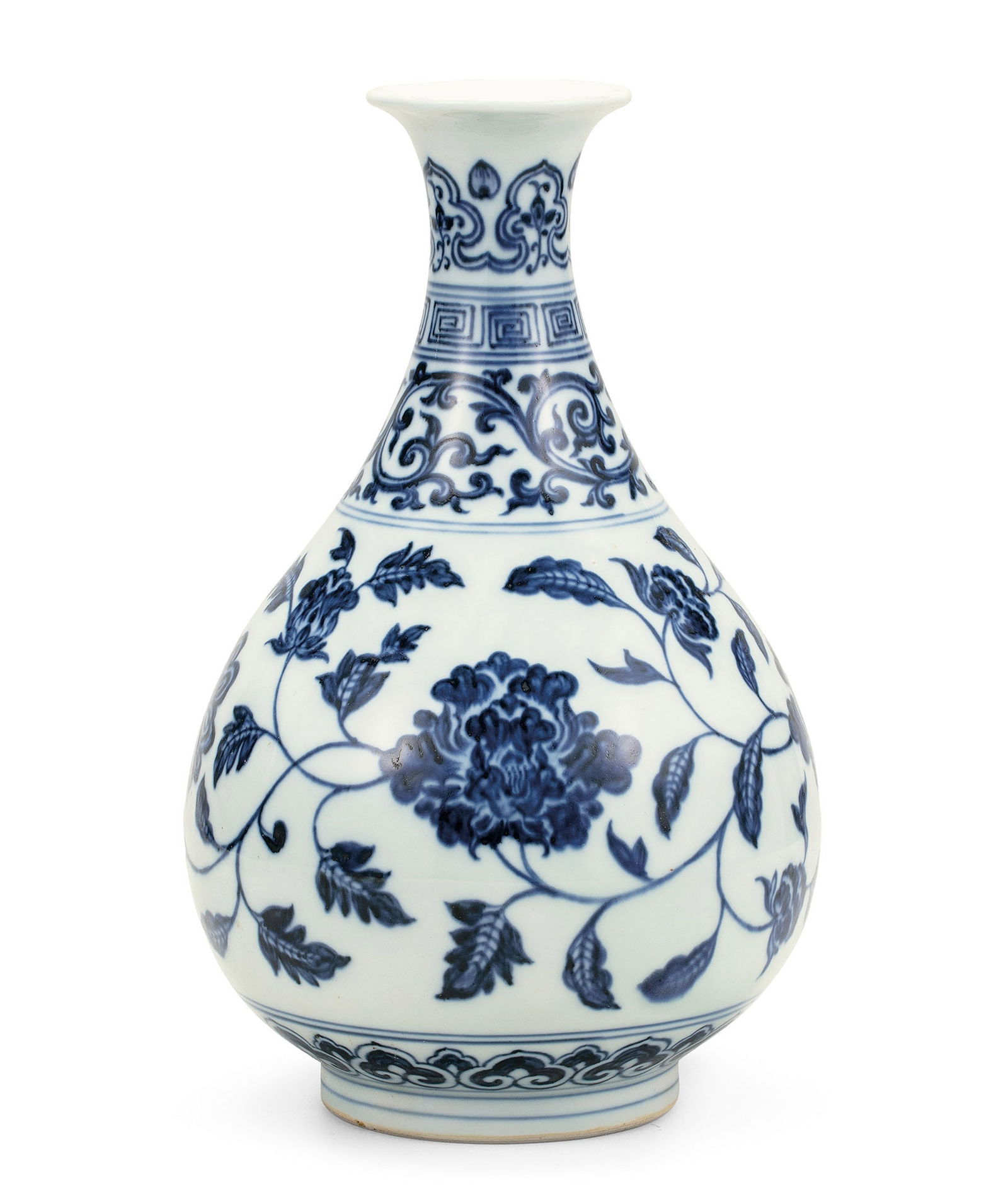 A Blue and White 'Floral' Yuhuchun Vase, Qing Dynasty (1 of 1)