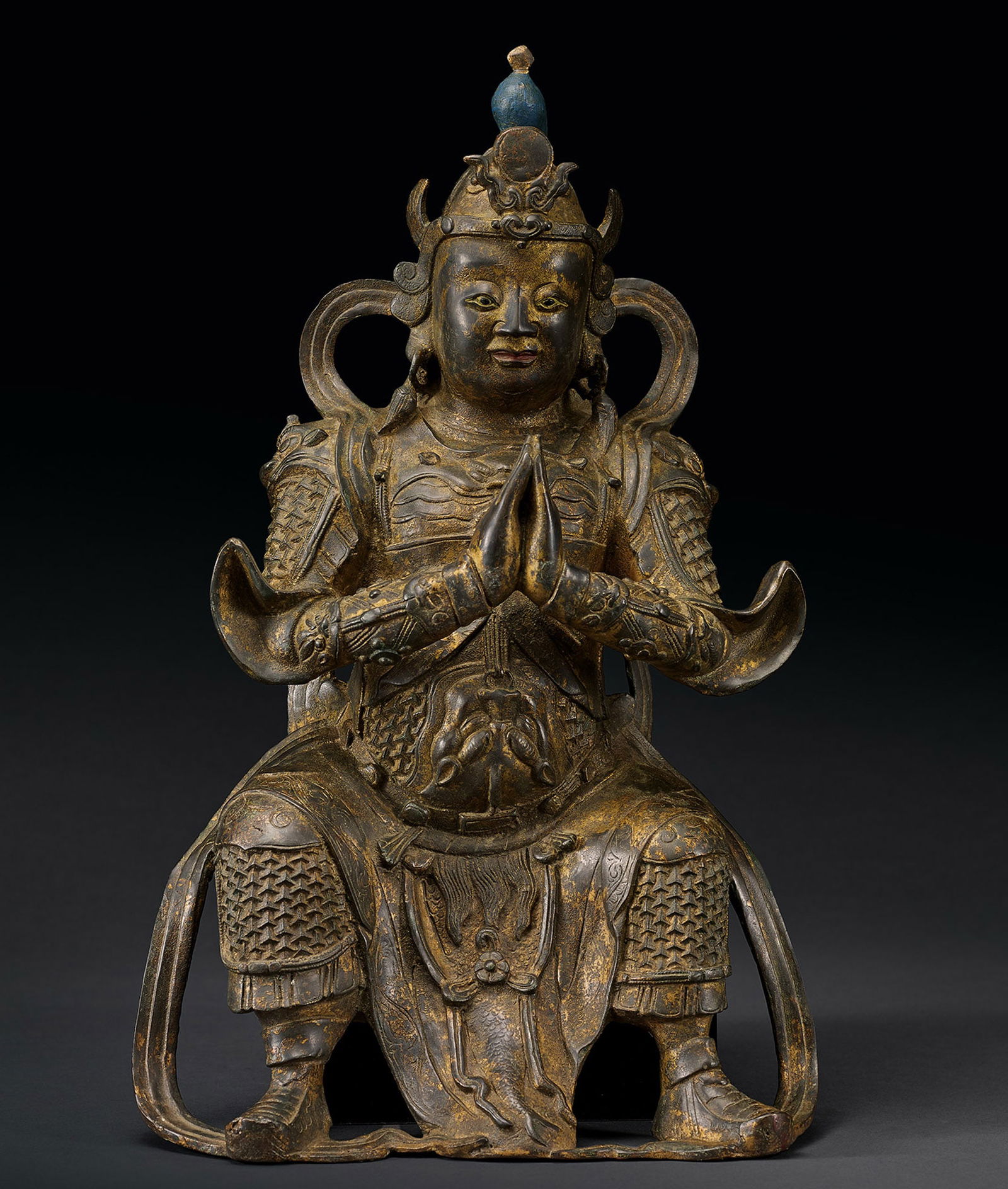 Large Gilt-Lacquered Bronze Figure of Weituo, Qing Dyn. (1 of 1)