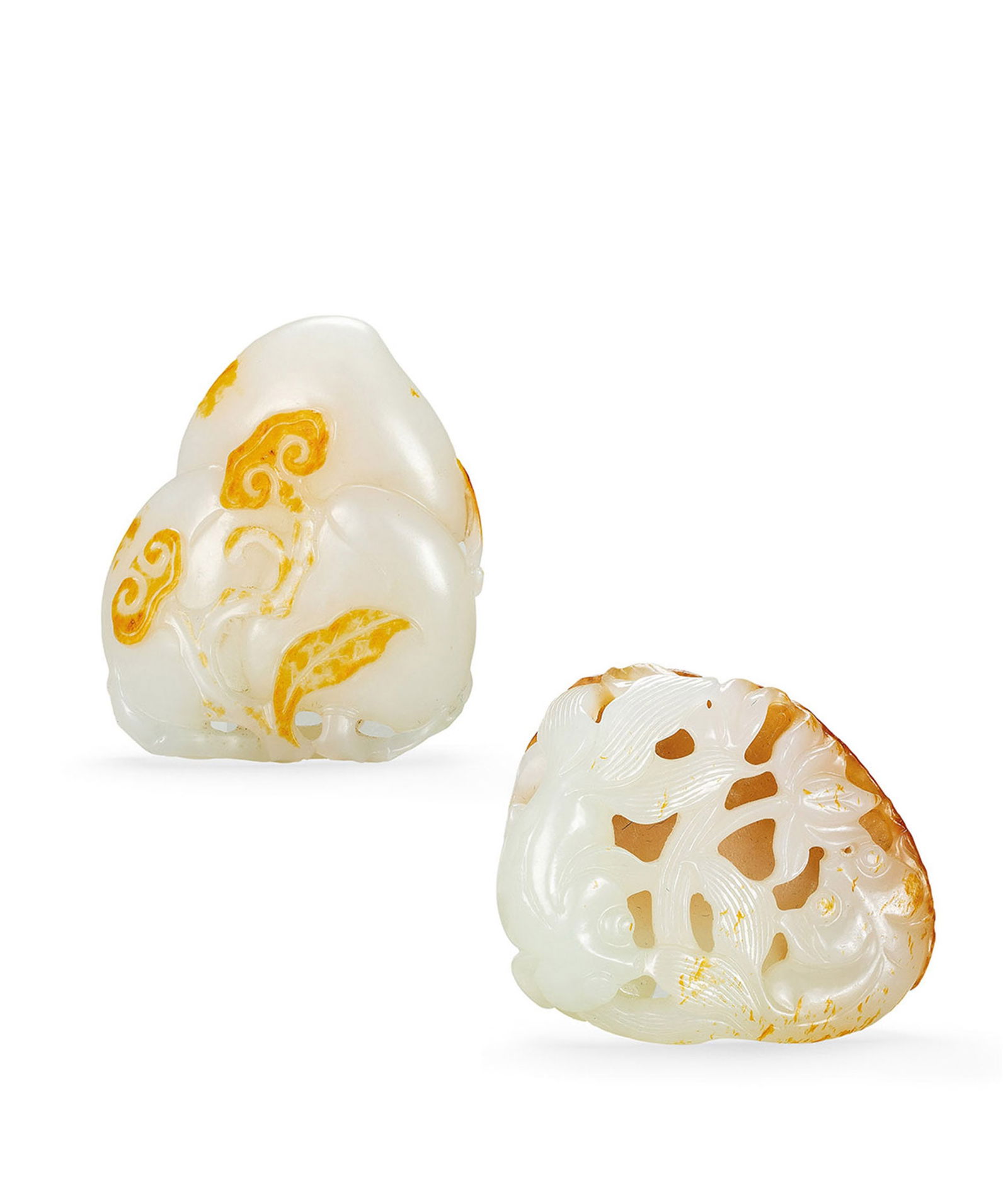 A Set of Two White and Russet Jade Pendants (1 of 3)