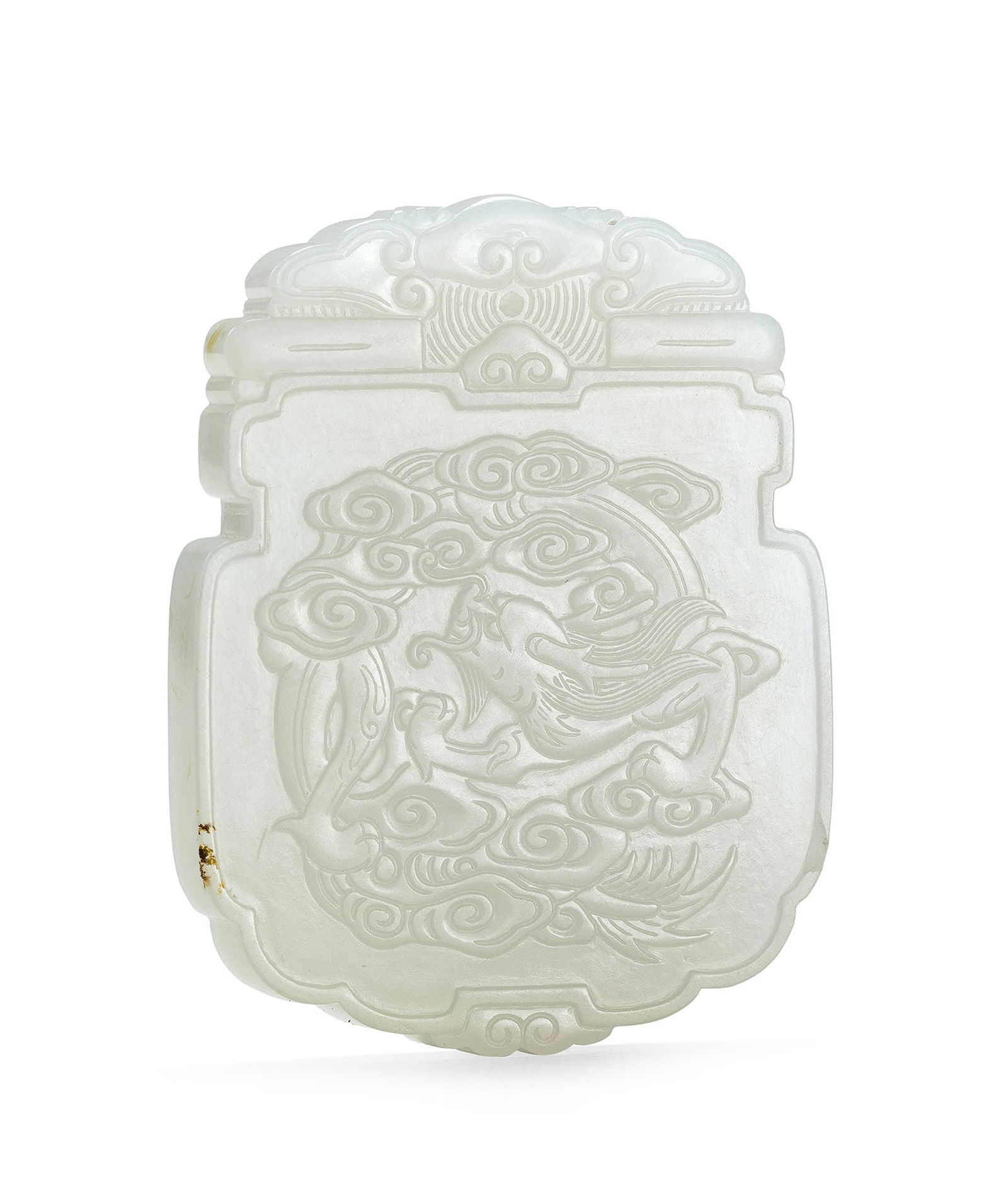 A White Jade 'Dragon' Plaque, Qing Dynasty (1 of 1)