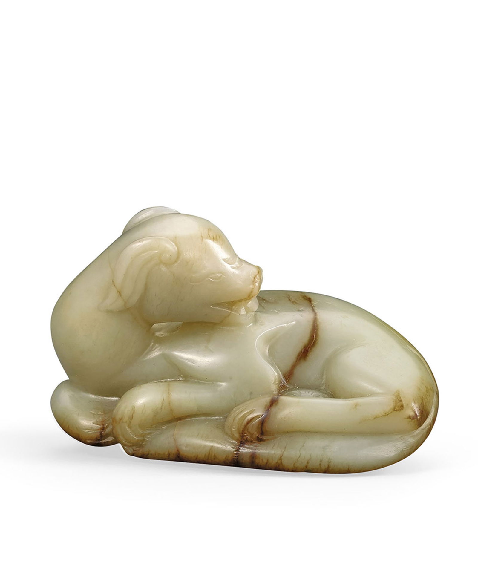 A White Jade Recumbent Dog Paperweight, Ming Dynasty (1 of 1)