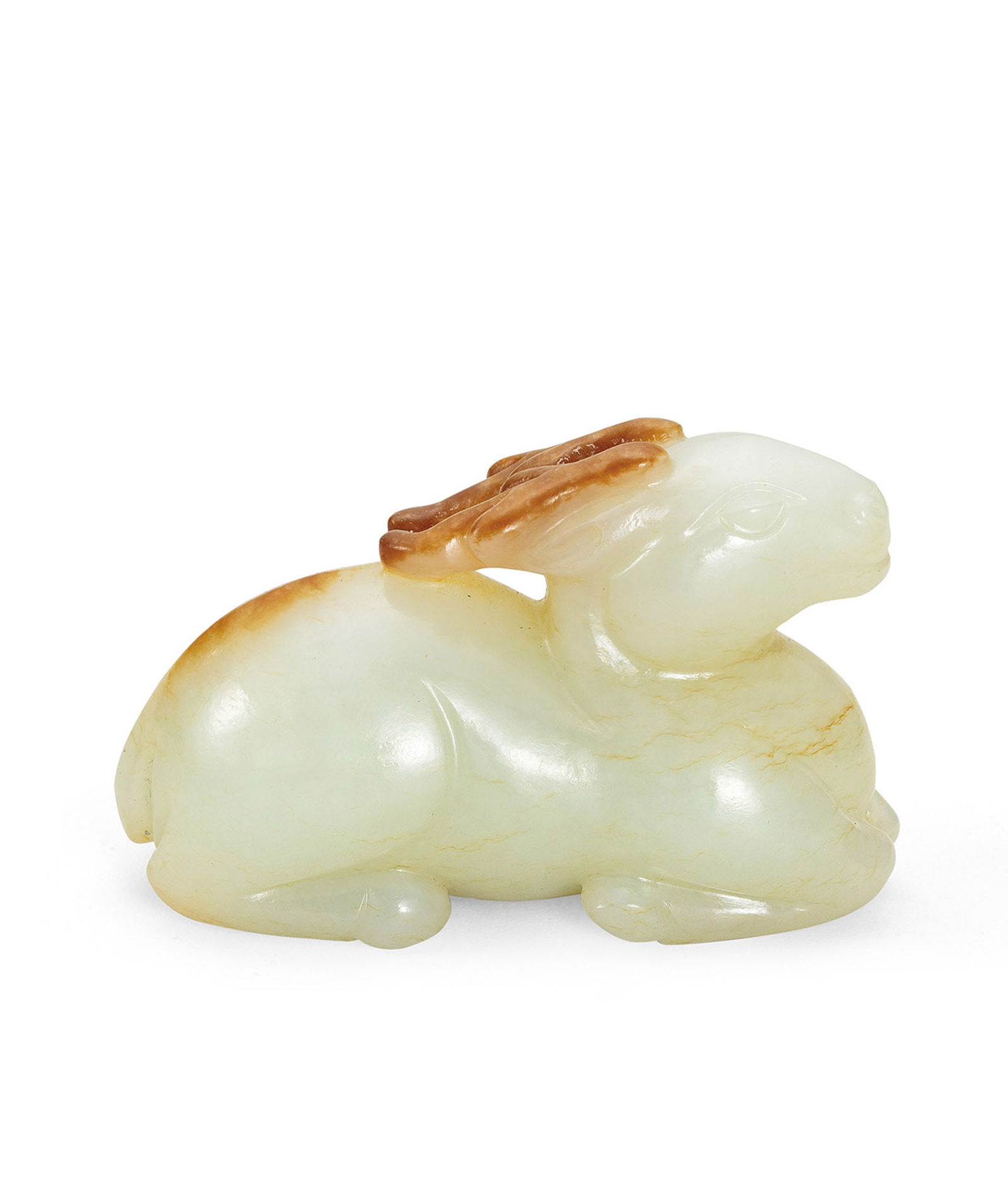 A White and Russet Jade Recumbent Deer (1 of 1)