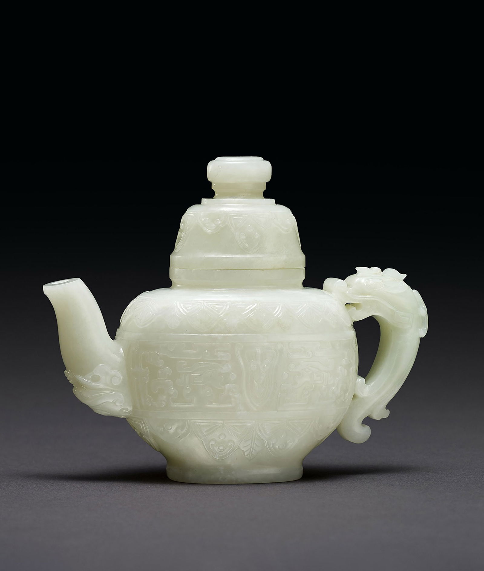 A White Jade 'Dragon' Teapot, Qing Dynasty (1 of 1)