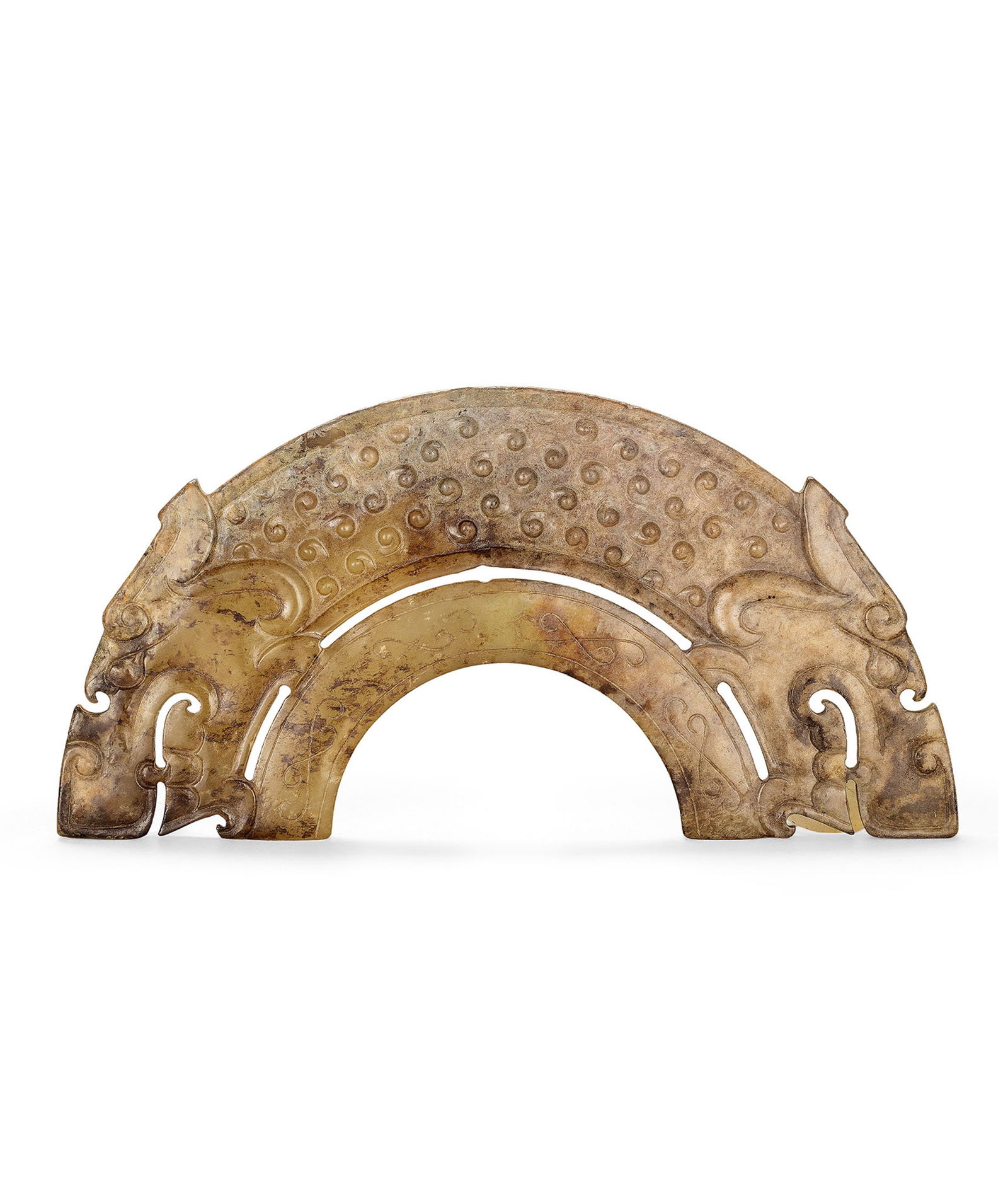 White Jade 'Dragon' Pendant, Huang, Qing Dyn. or Earlier (1 of 1)