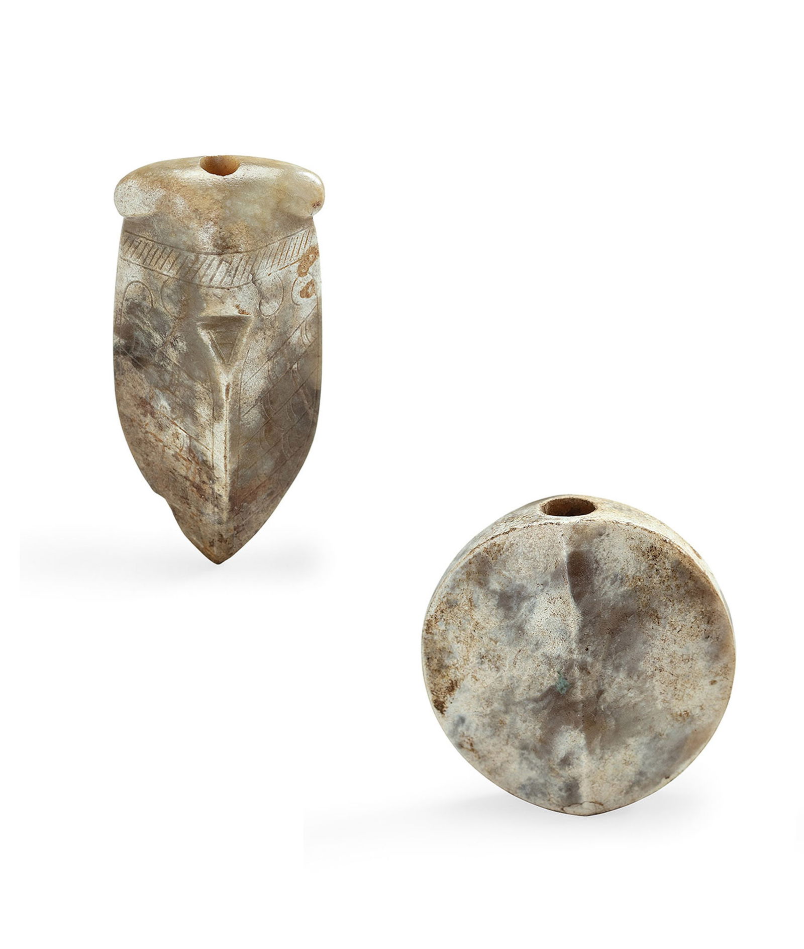 Set of Two Celadon Jade Cicada and Tortoise, Qing Dyn. or Earlier (1 of 3)