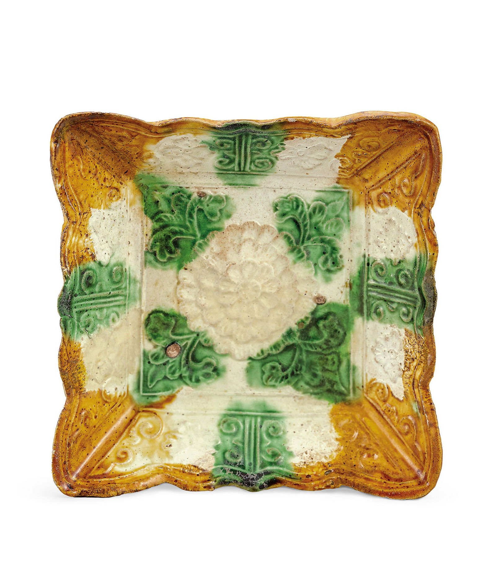 A Sancai-Glazed 'Floral' Dish, Qing Dynasty or Earlier (1 of 1)