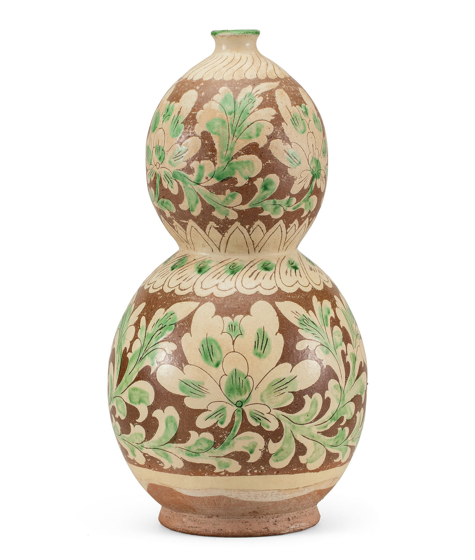 Large Sancai Sgraffiato Gourd-Shaped Vase, Liao Dyn. (1 of 1)