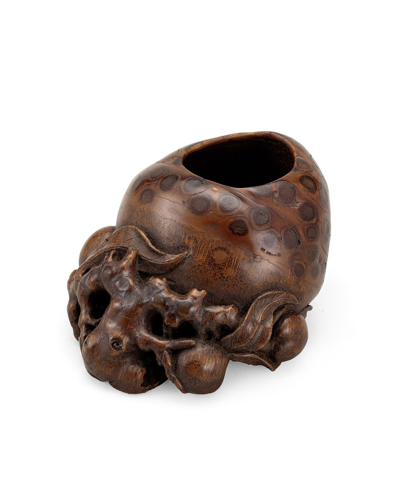 A Carved Bamboo Root 'Peach' Waterpot, Qing Dynasty (1 of 1)