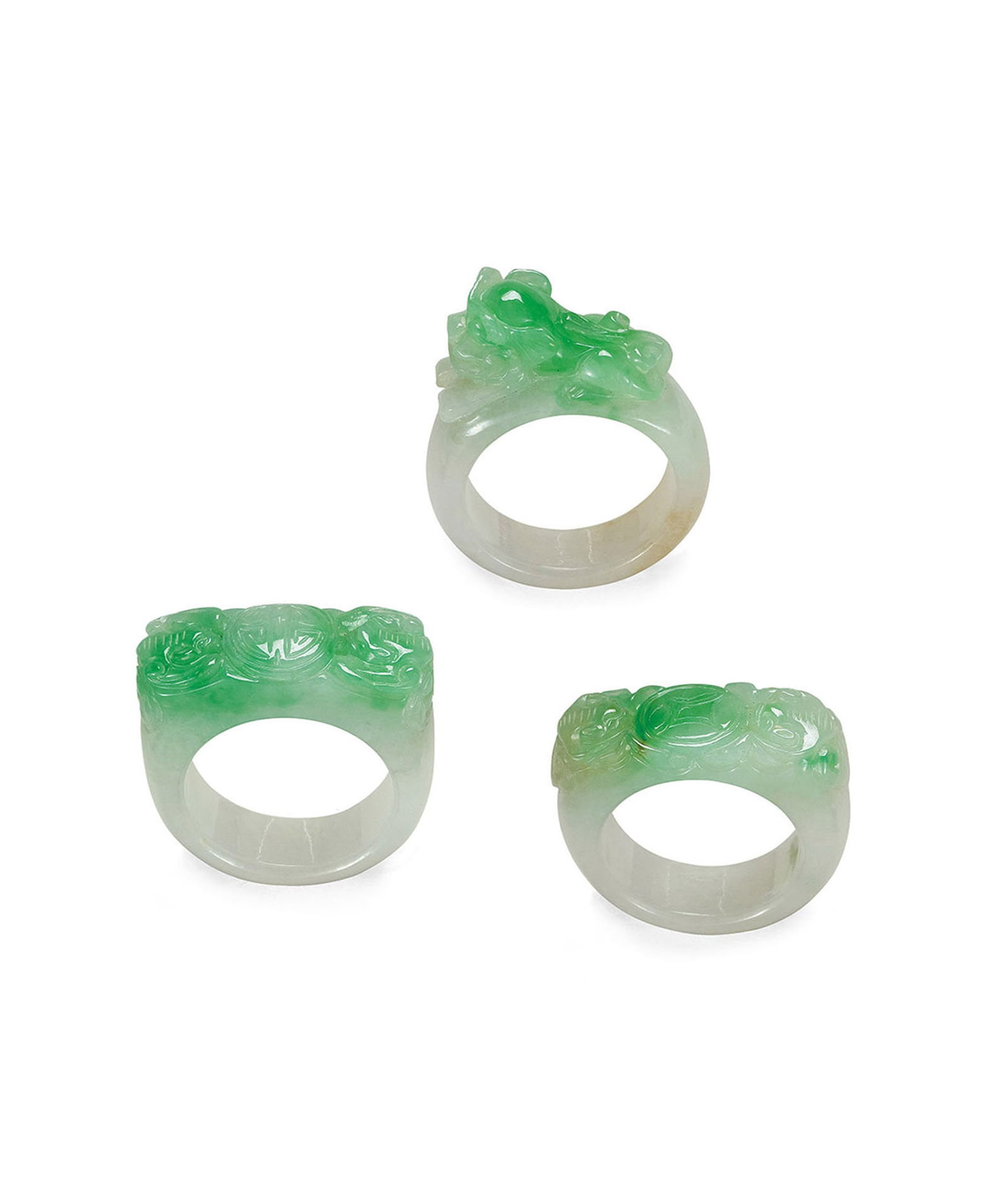 A Set of Three Jadeite Saddle Rings (1 of 4)