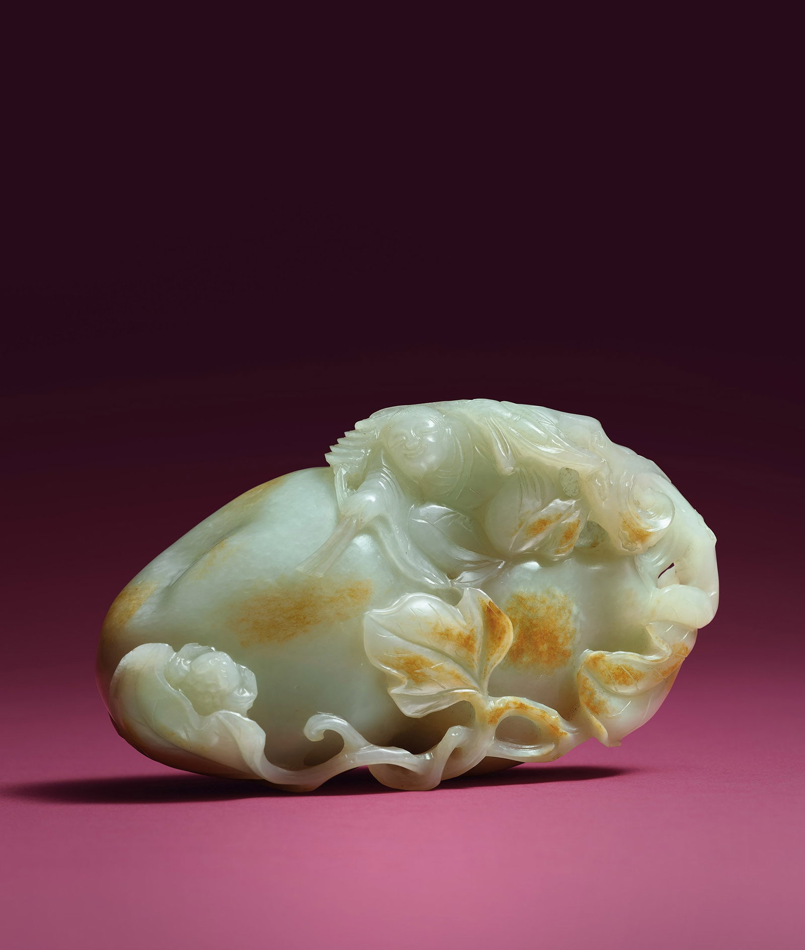 Pale Celadon & Russet Jade Liu Hai & Toad, Qianlong (1 of 3)