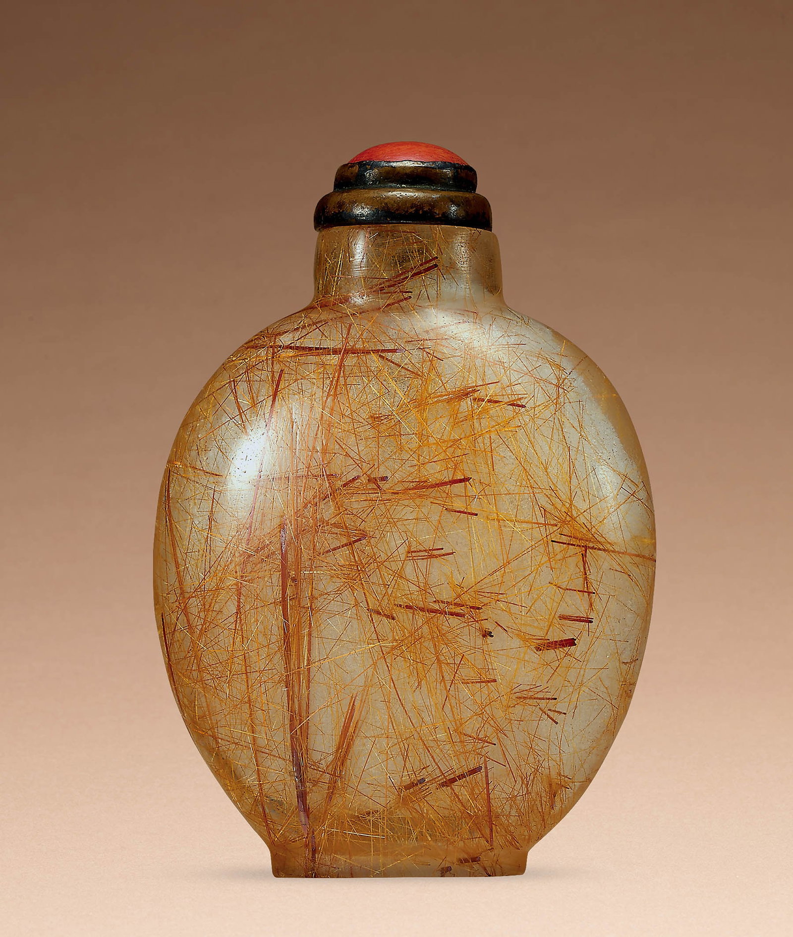 Rutilated Quartz Snuff Bottle, Qing Dynasty (1 of 1)