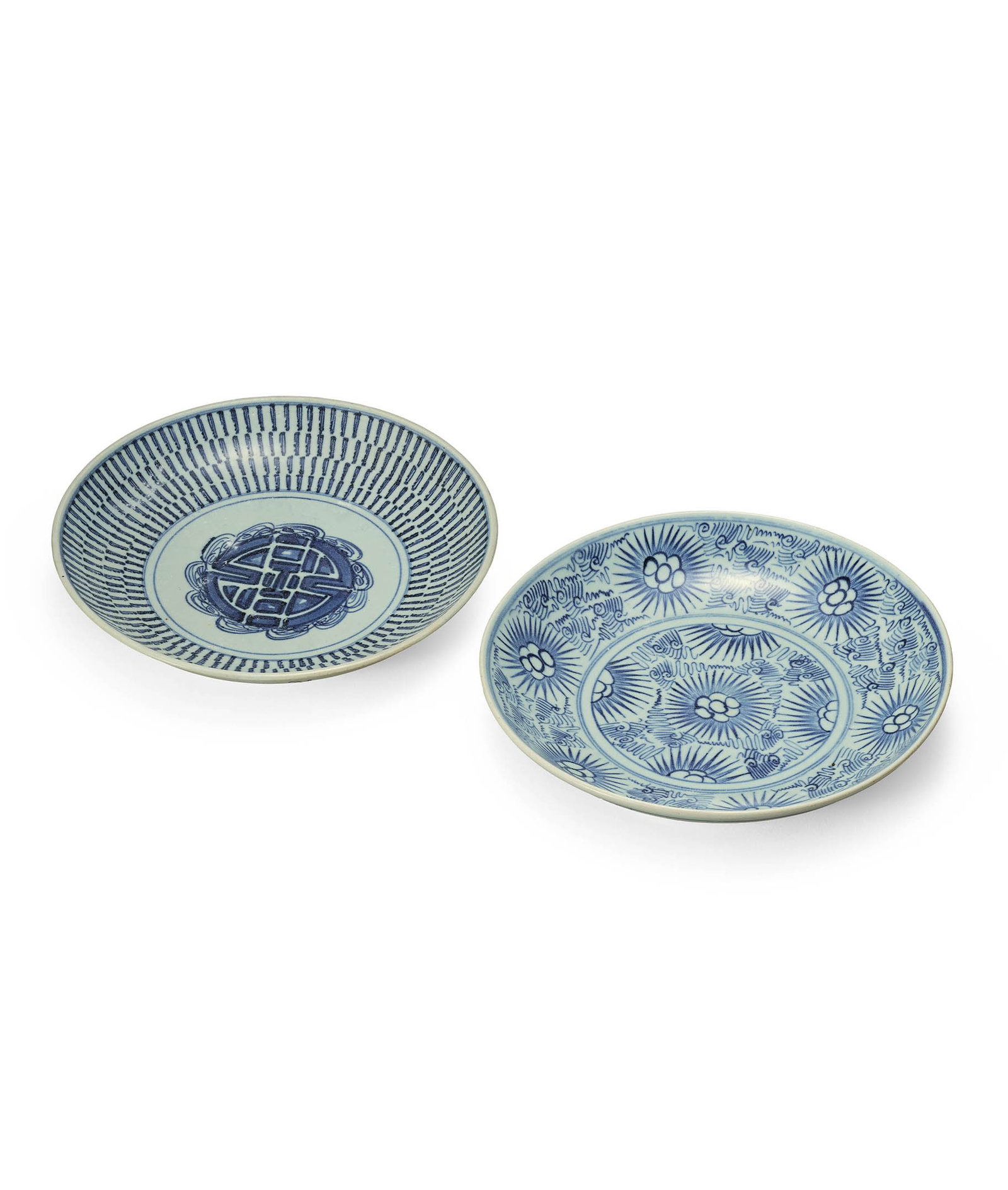 B&W 'Shou' & 'Floral' Dishes, Qing Jiaqing (c.1816) (1 of 1)