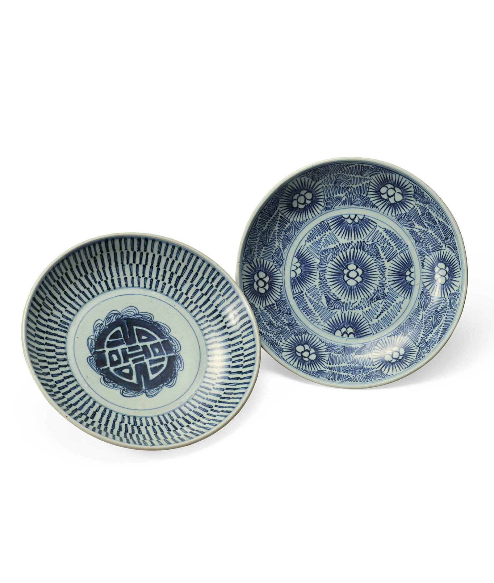 Two Blue and White 'Shou' and 'Floral' Dishes, Jiaqing (1 of 1)