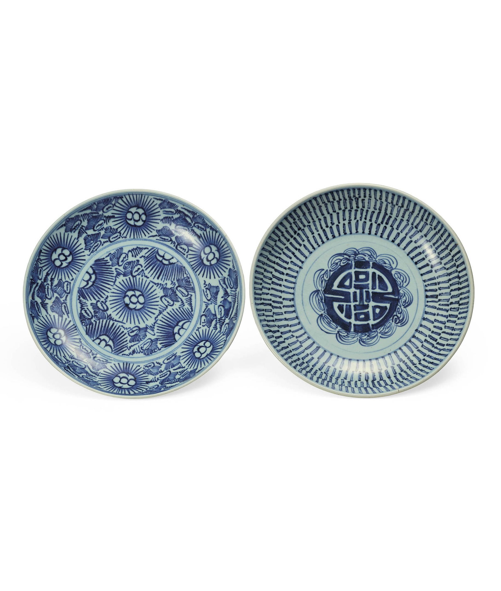 Blue & White 'Shou' & 'Floral' Dishes, Qing Jiaqing (1 of 1)