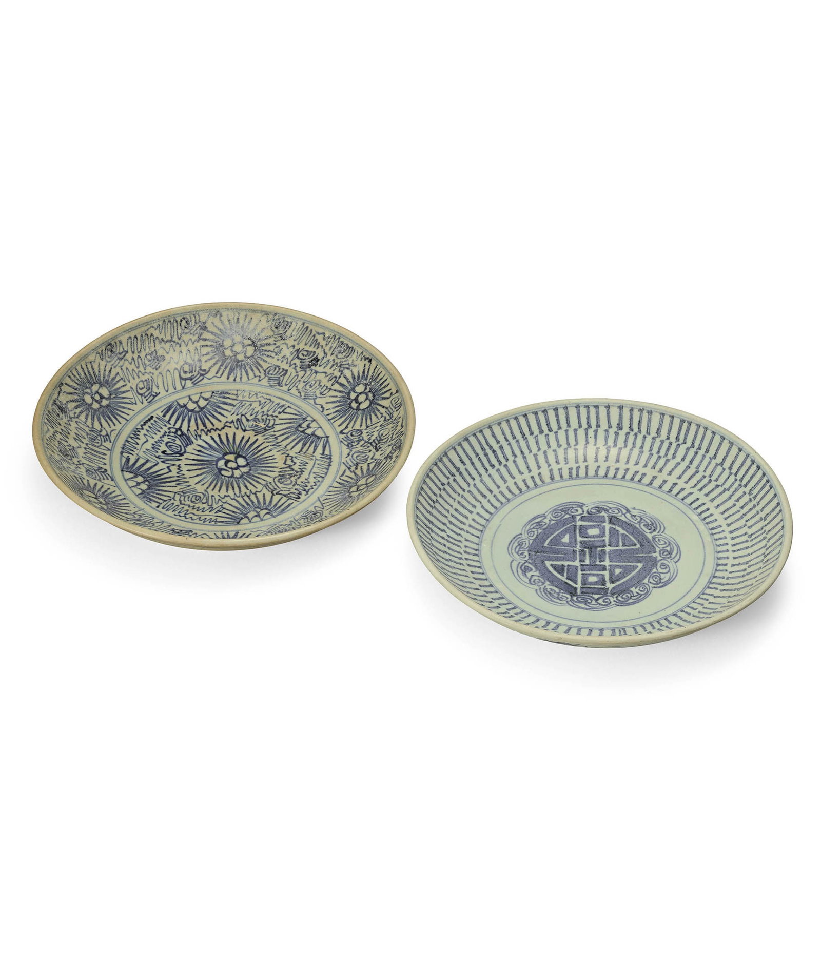 B&W 'Shou' & 'Floral' Dishes, Qing Jiaqing, c. 1816 (1 of 1)