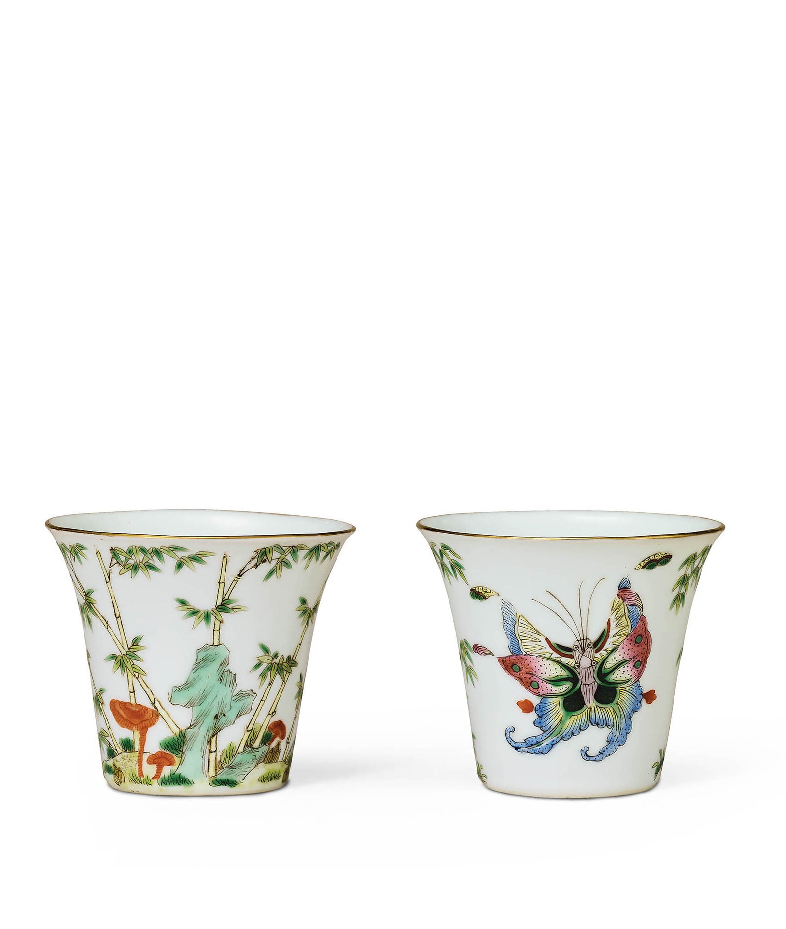 Pair Famille-Rose Butterfly Cups, Daoguang M&P (1 of 2)