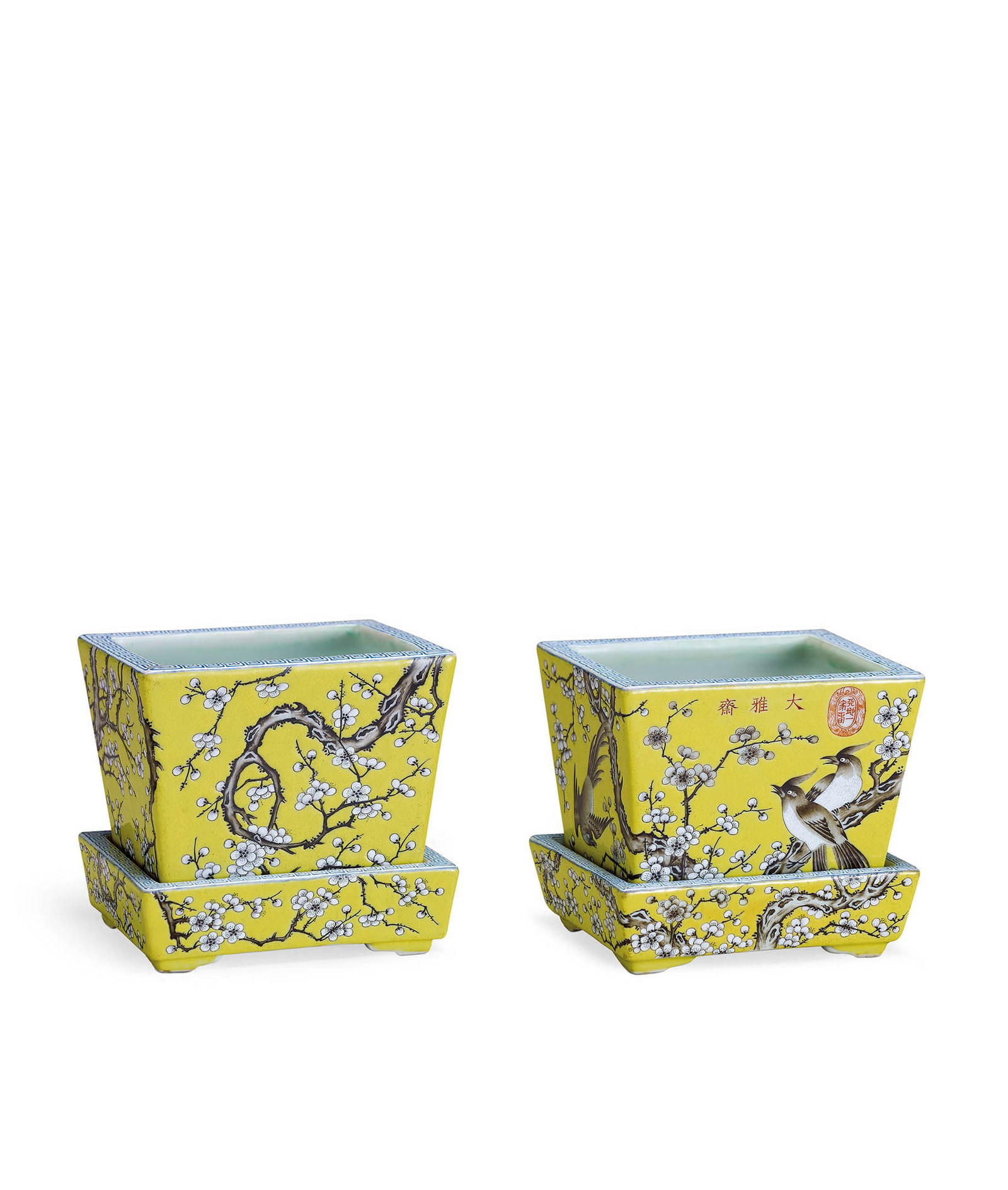 Pair Yellow-Ground Grisaille Jardinieres, Guangxu (1 of 2)