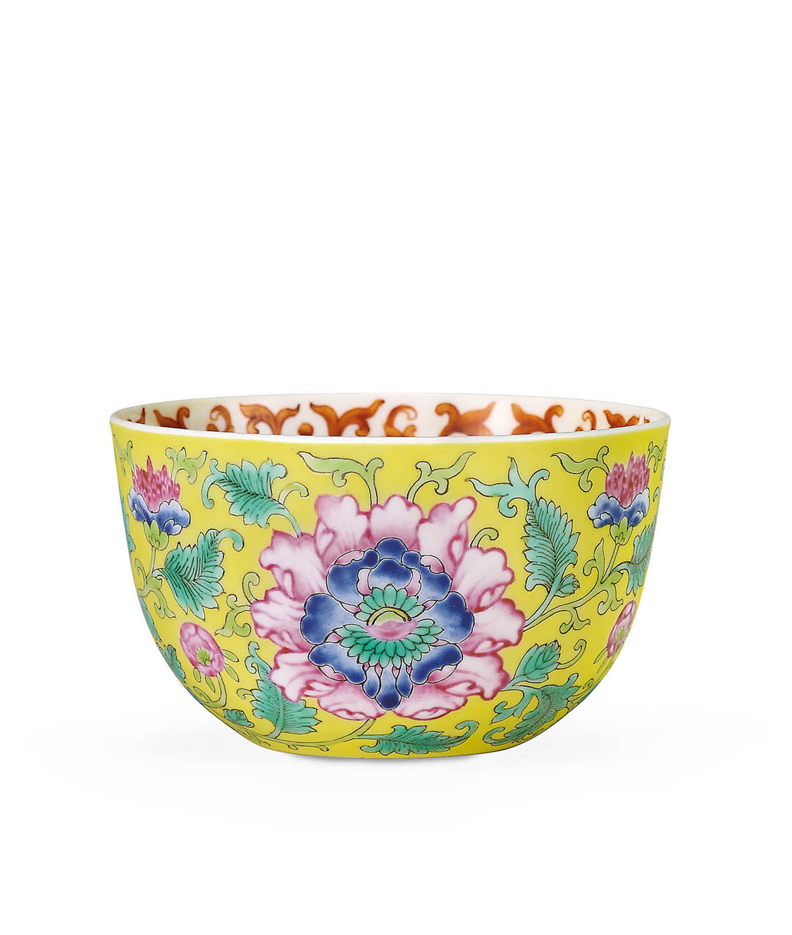 Yellow-Ground Famille-Rose 'Flower' Bowl, Daoguang M&P: 531 清道光 黃地粉彩花卉紋碗 「大清道光年製」款 D9.5cm 碗敞口&#